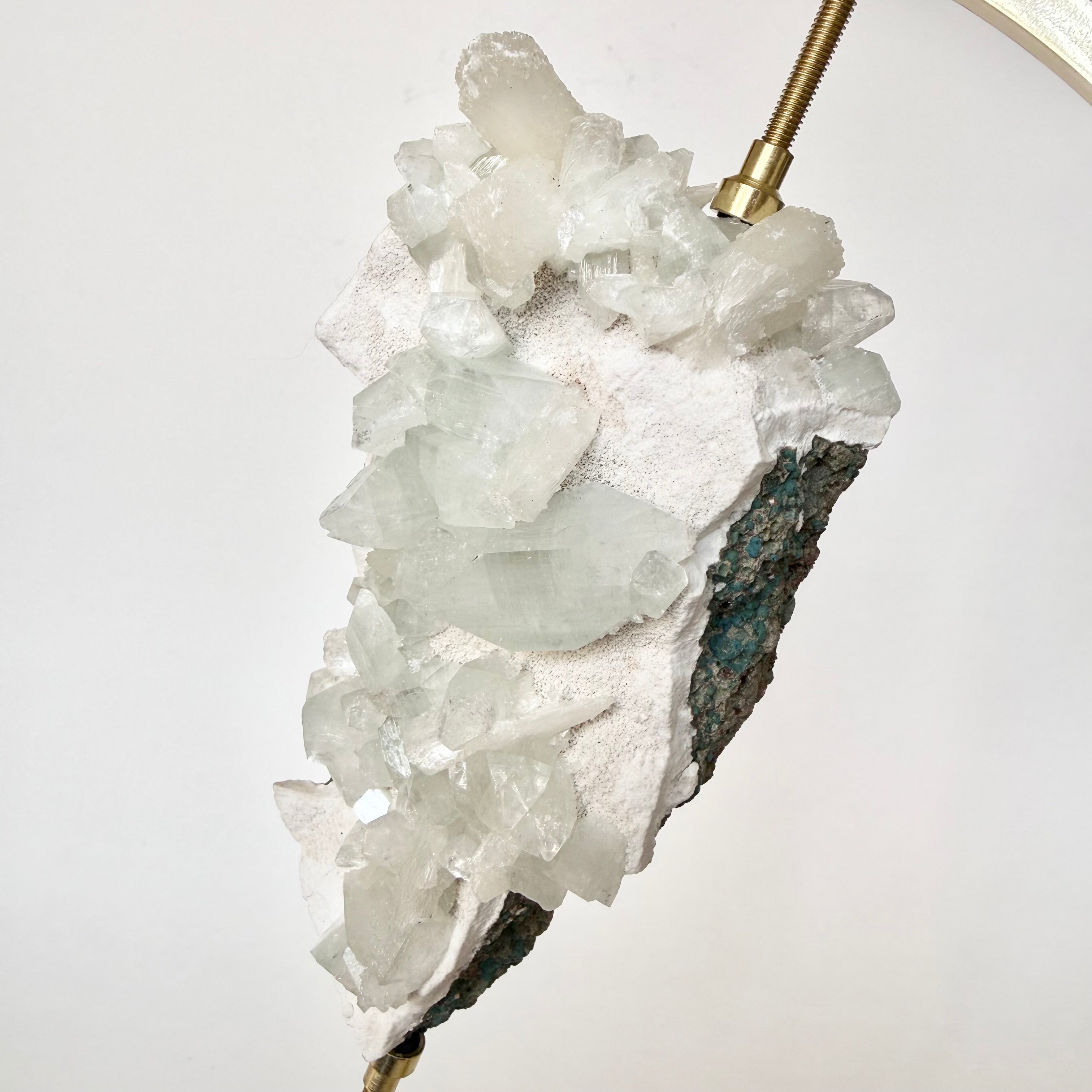 Green Apophyllite + Brass Arc Stand