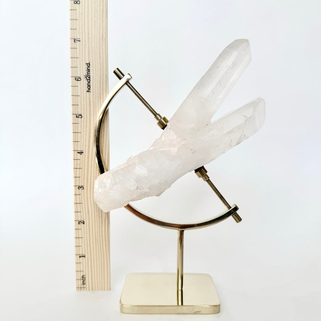 Clear Quartz + Brass Arc Stand
