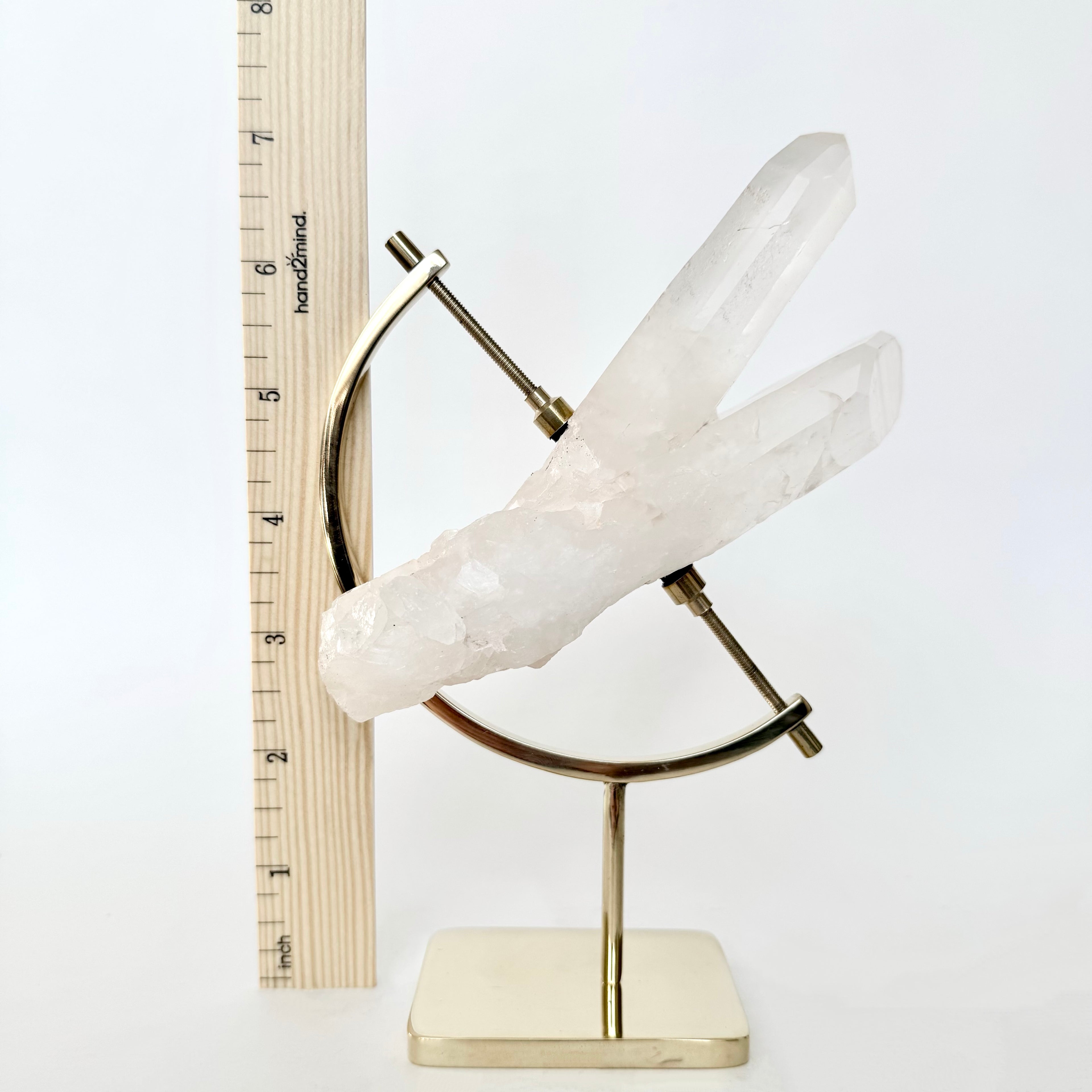 Clear Quartz + Brass Arc Stand