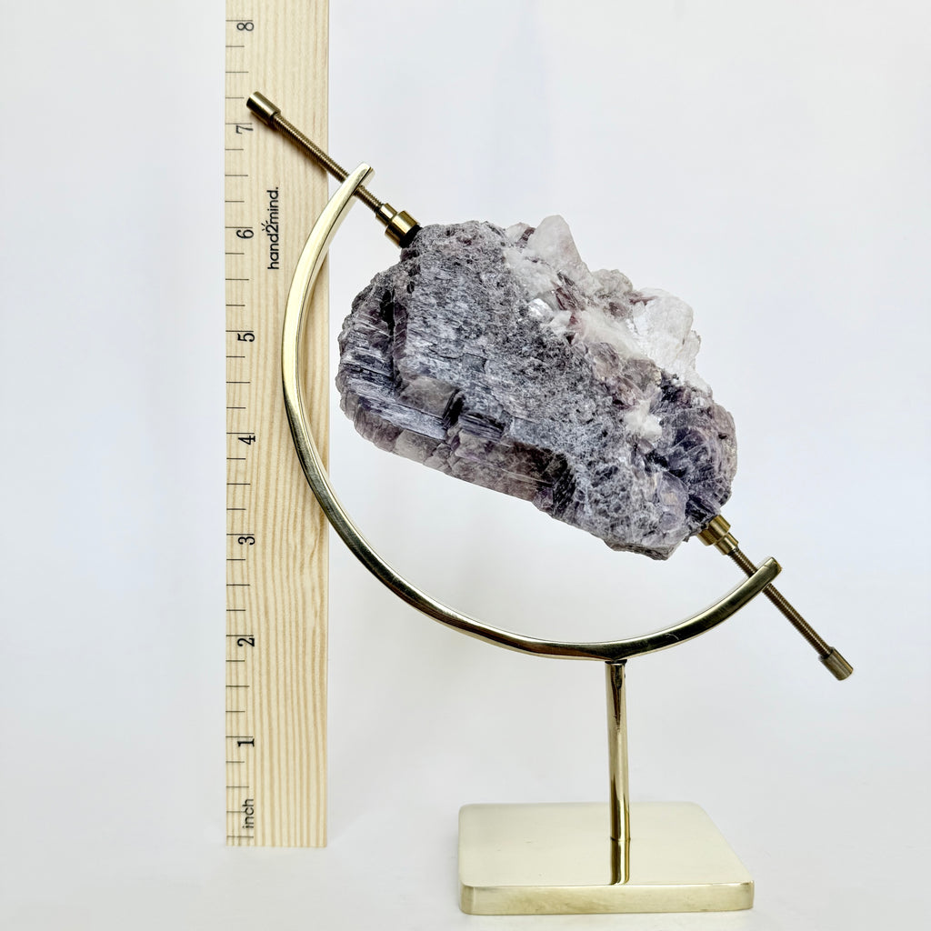 Lepidolite + Brass Arc Stand