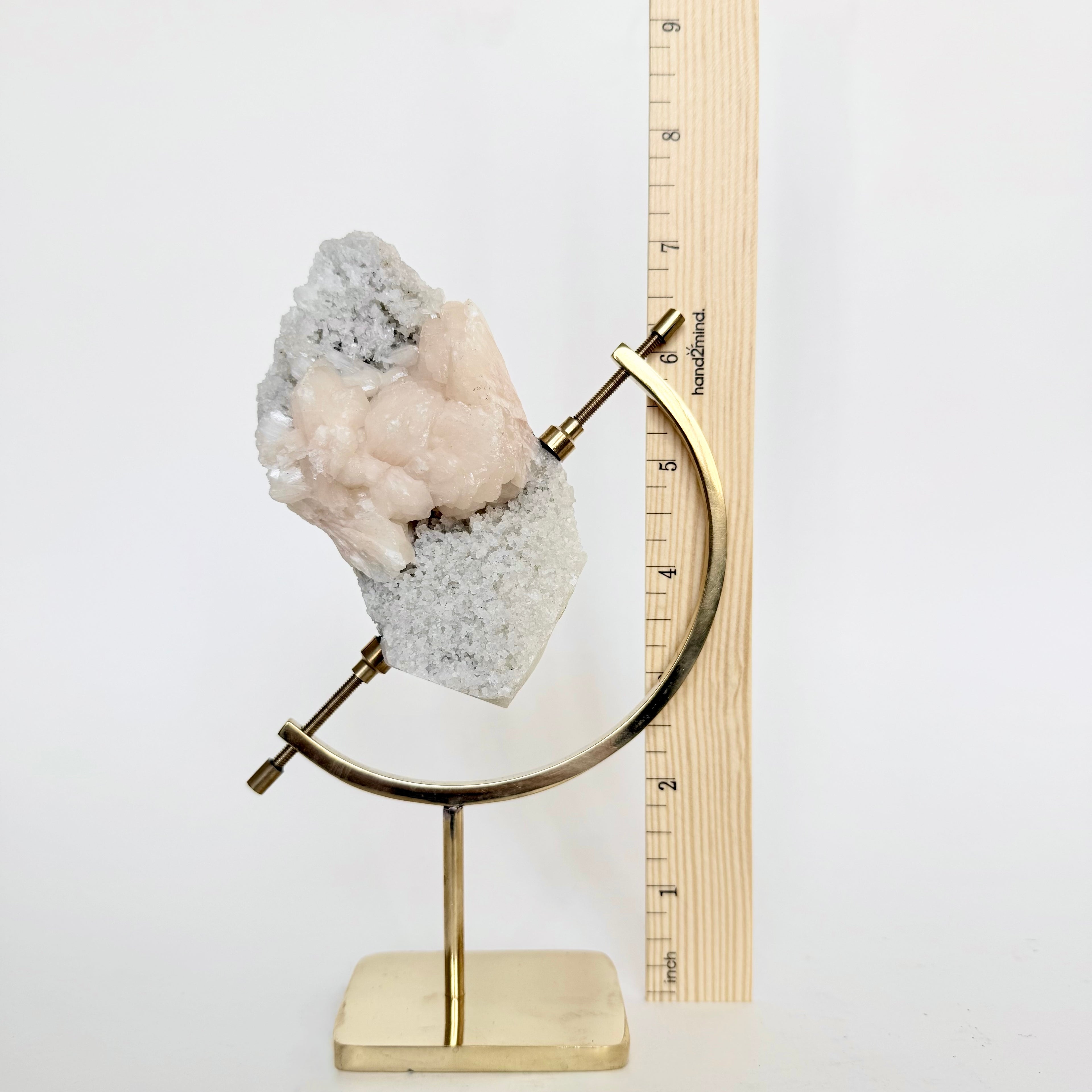 Stilbite + Brass Arc Stand
