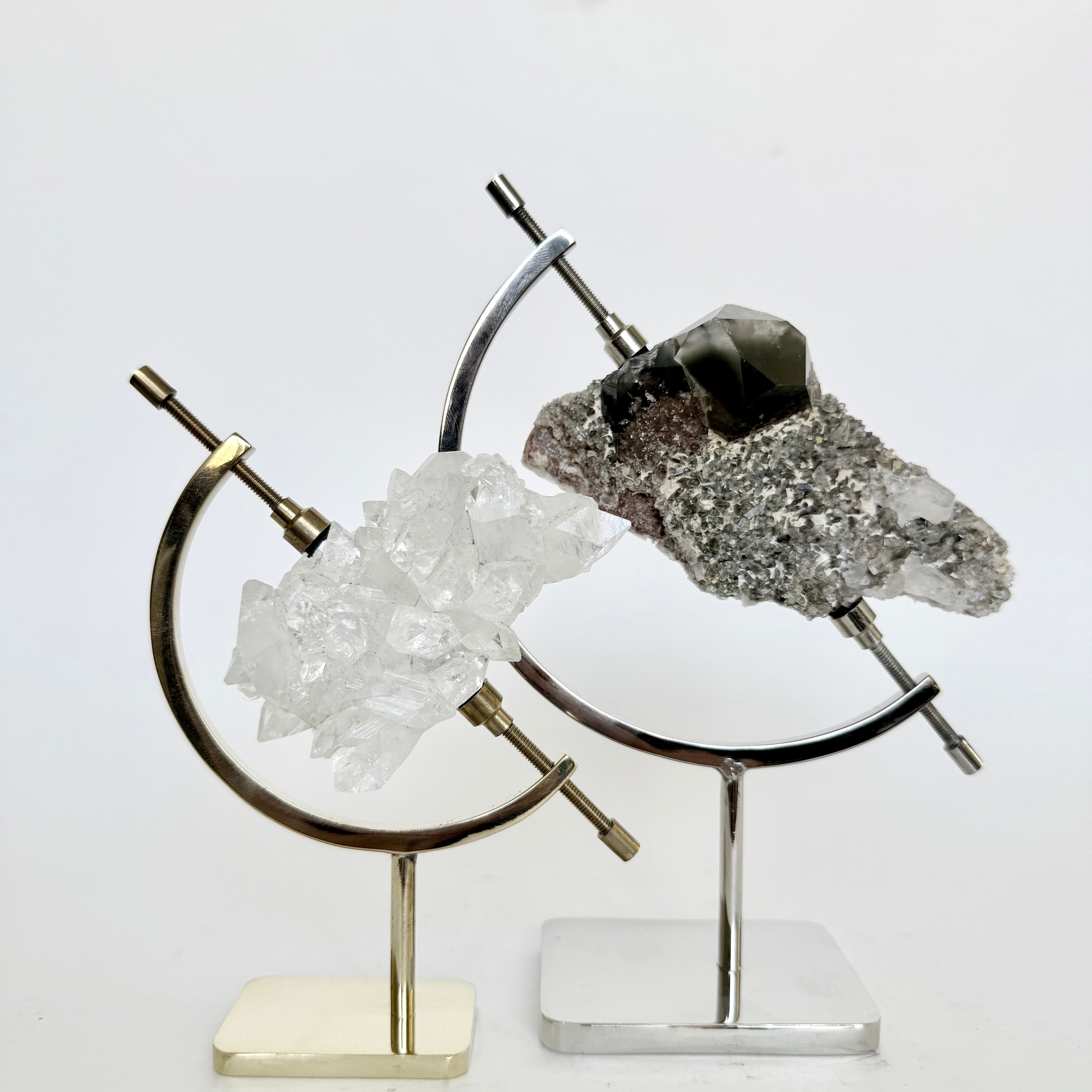 Apophyllite + Brass Arc Stand