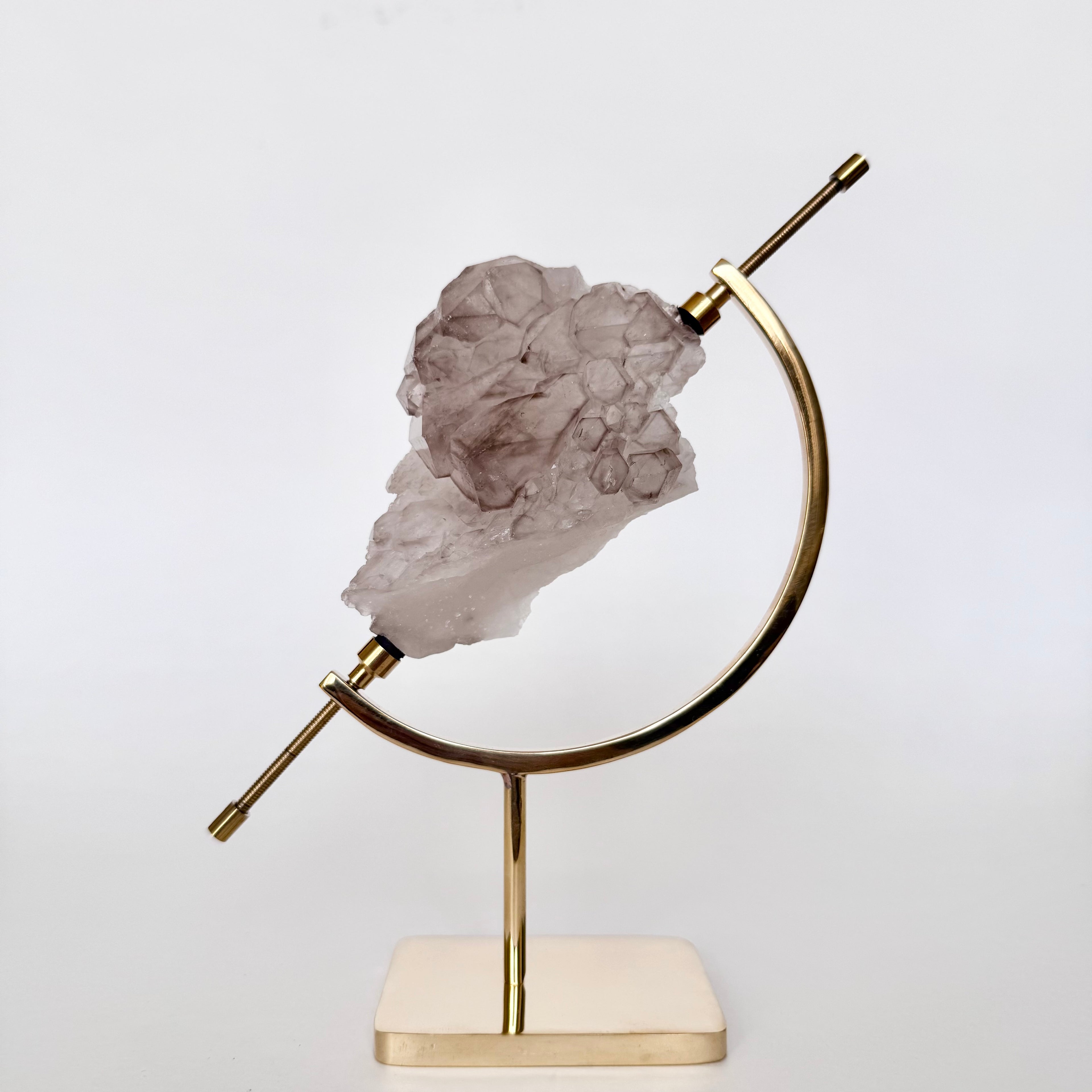 Smoky Quartz + Brass Arc Stand