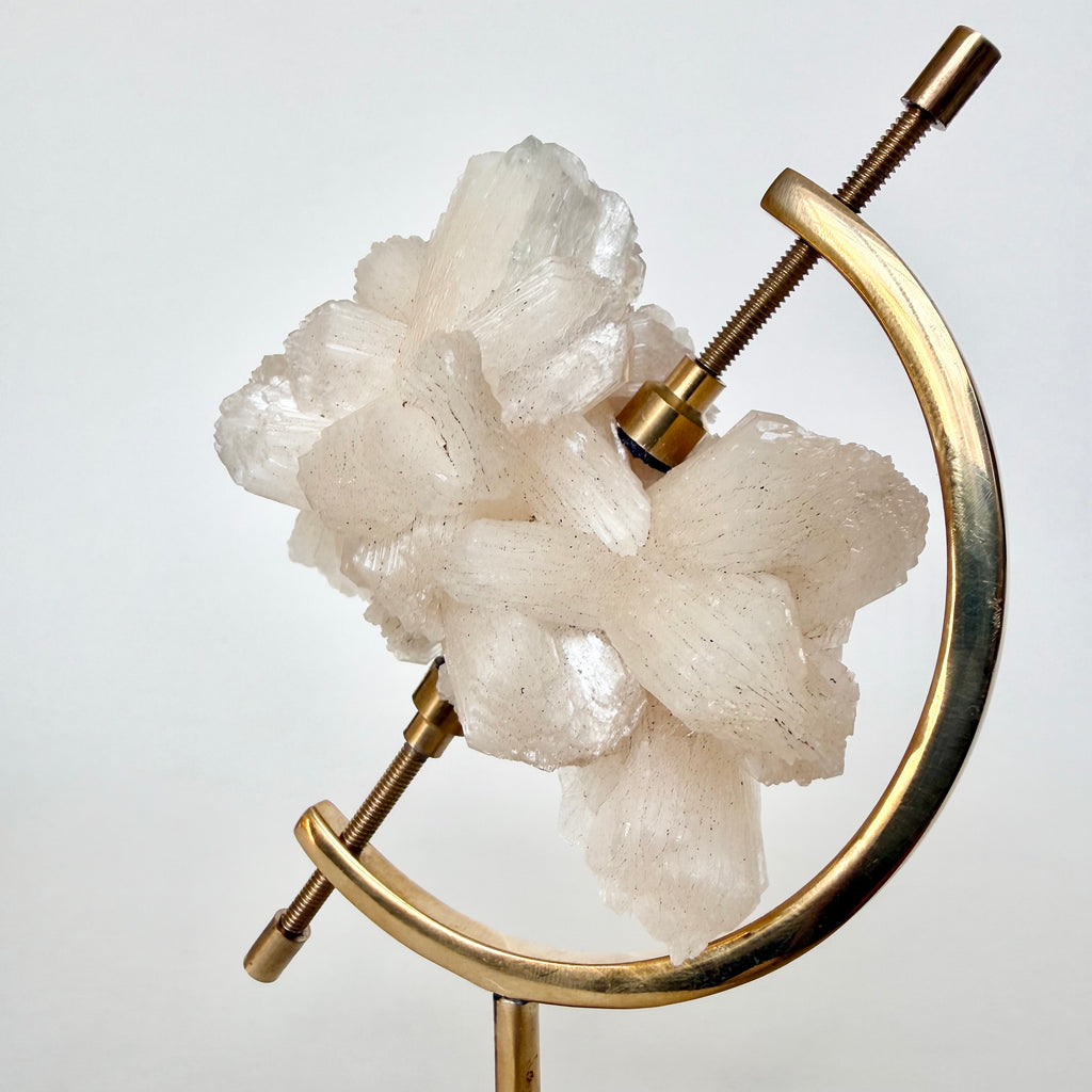 Stilbite + Brass Arc Stand