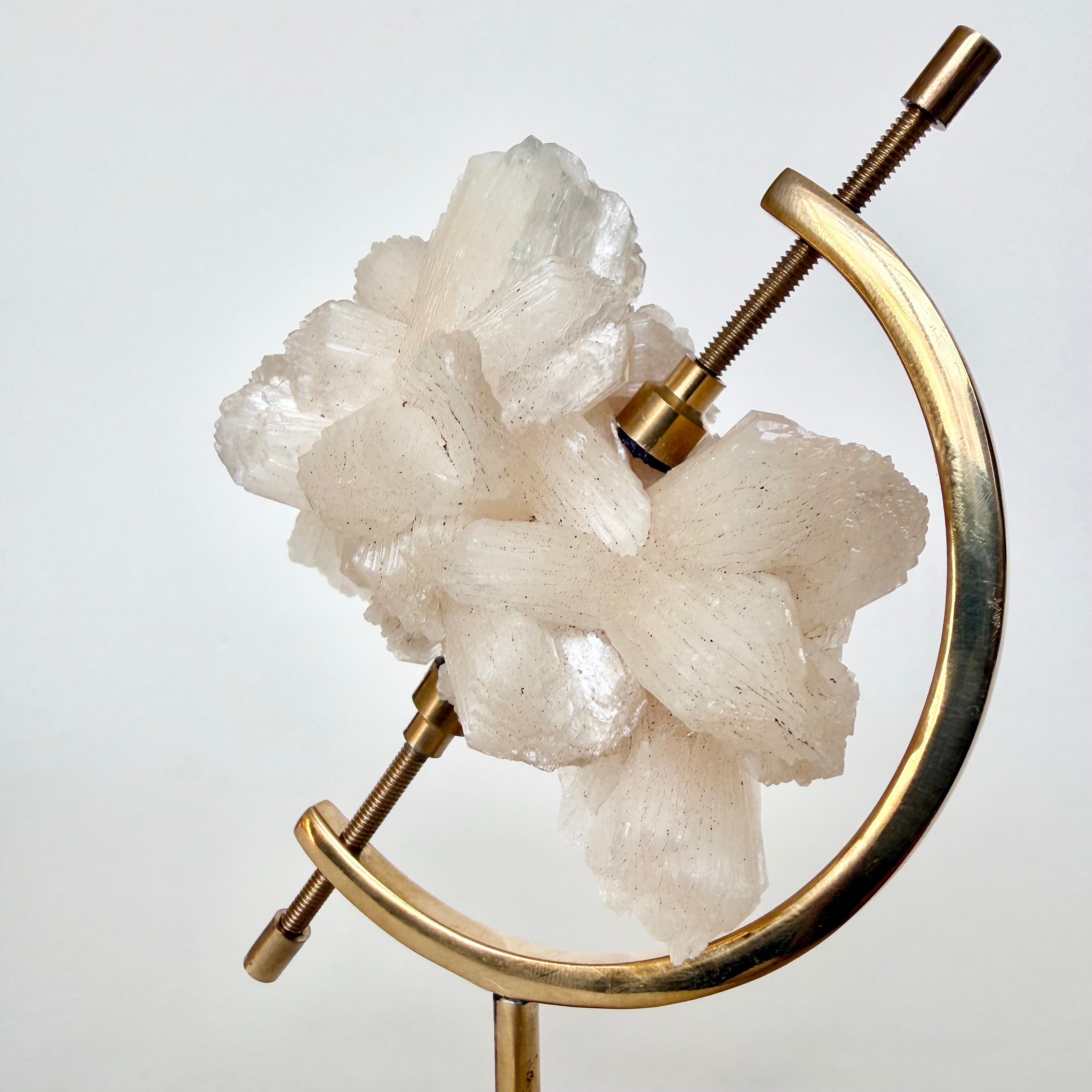 Stilbite + Brass Arc Stand