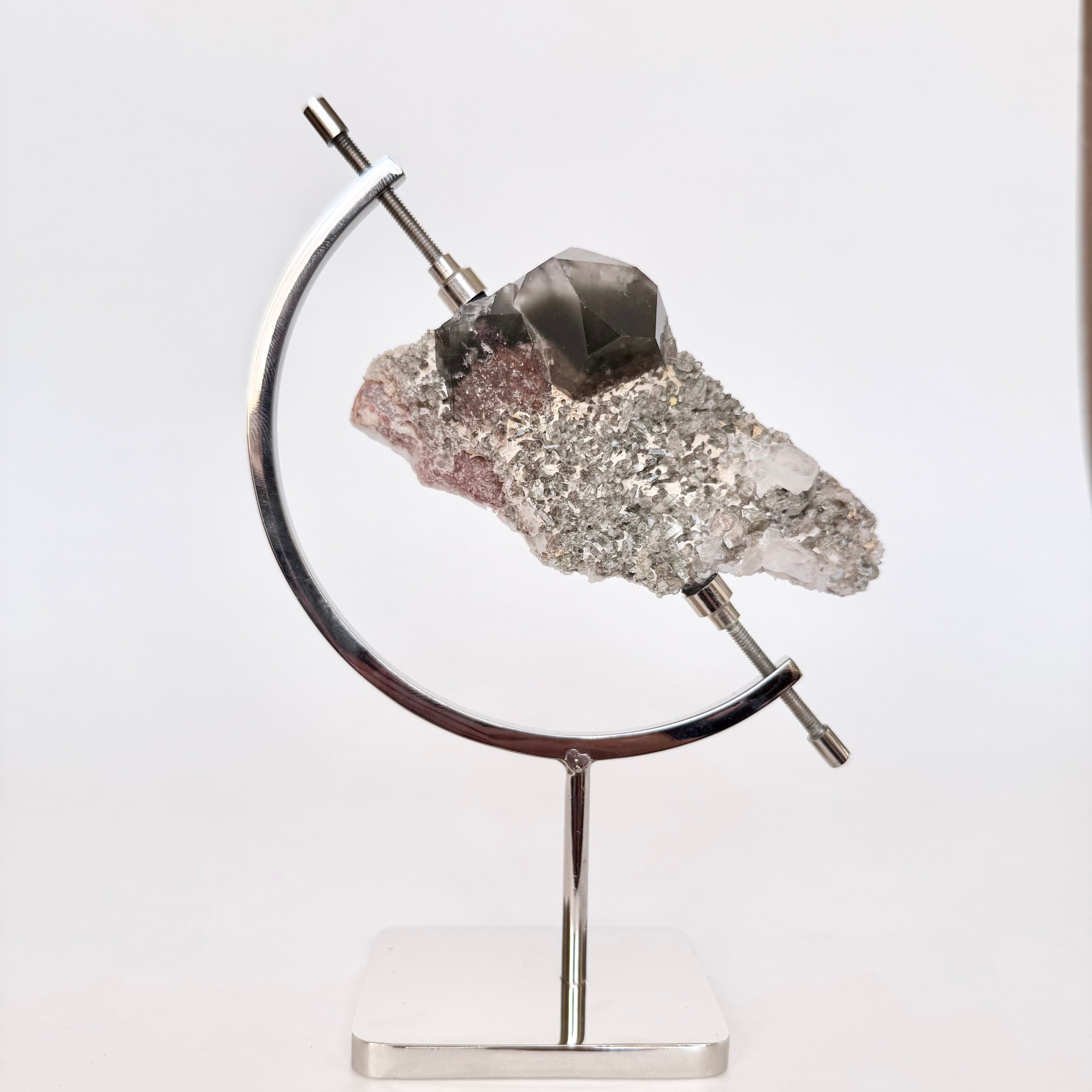 Smoky Quartz + Silver Arc Stand