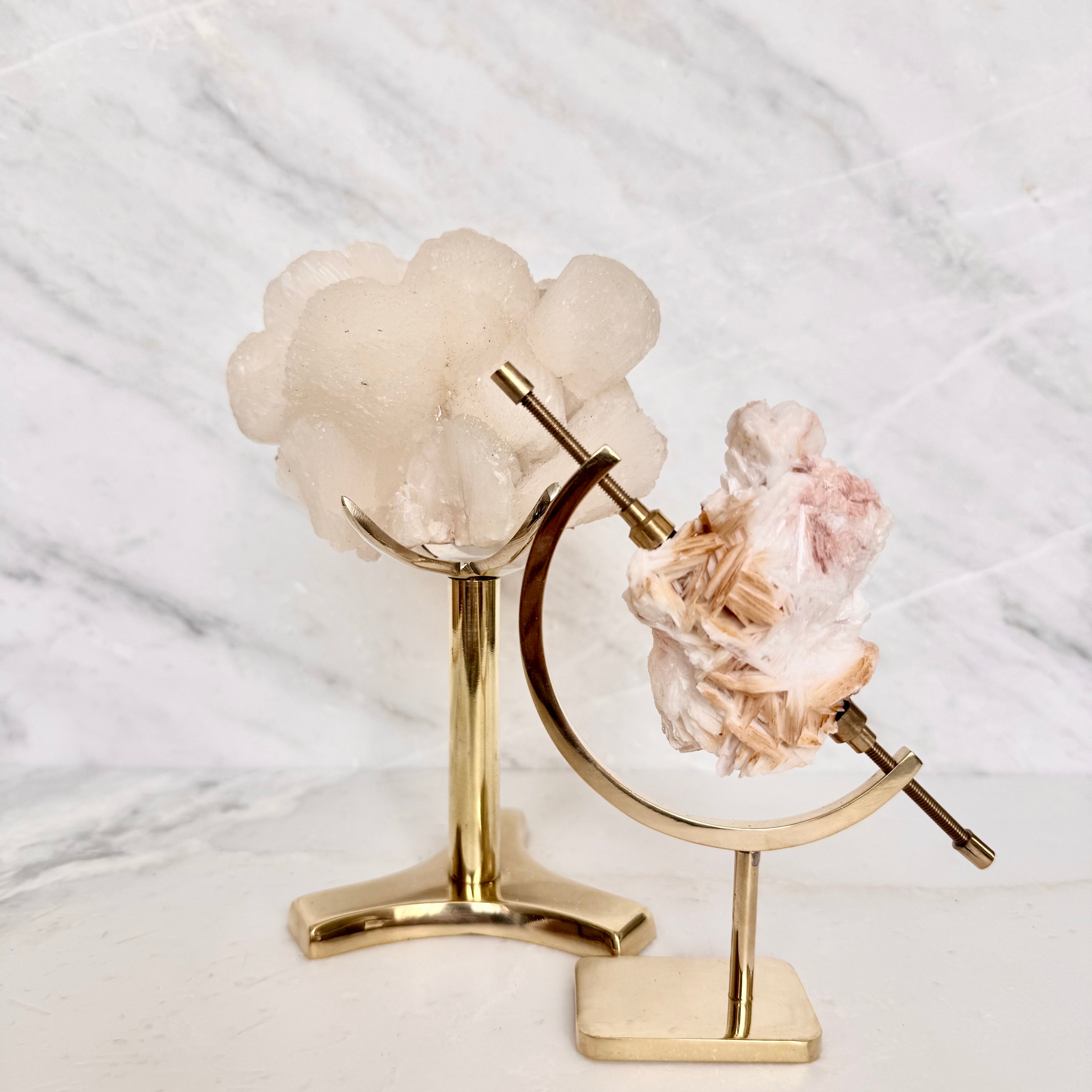 Stilbite + Brass Claw Stand