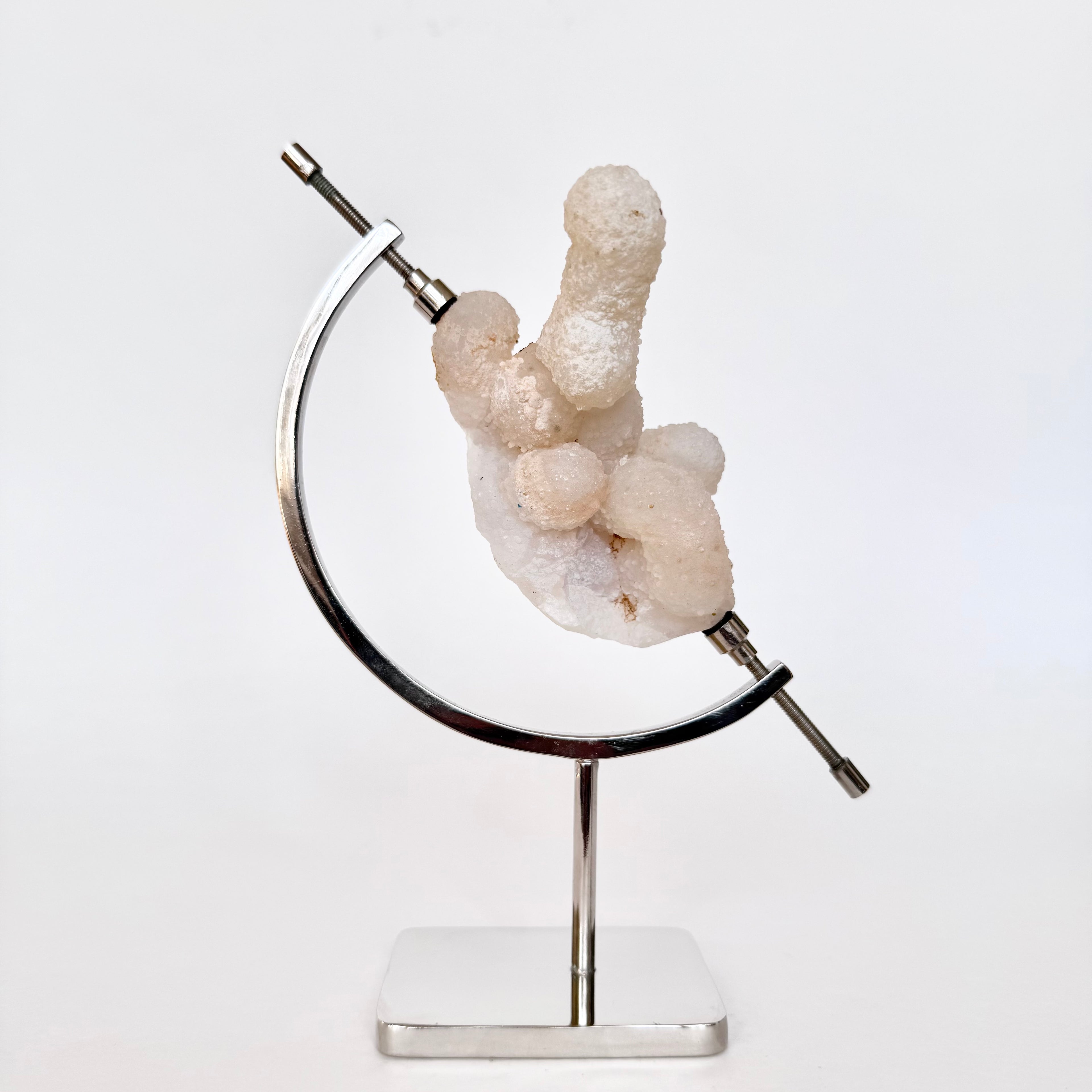 Chalcedony Quartz + Silver Arc Stand