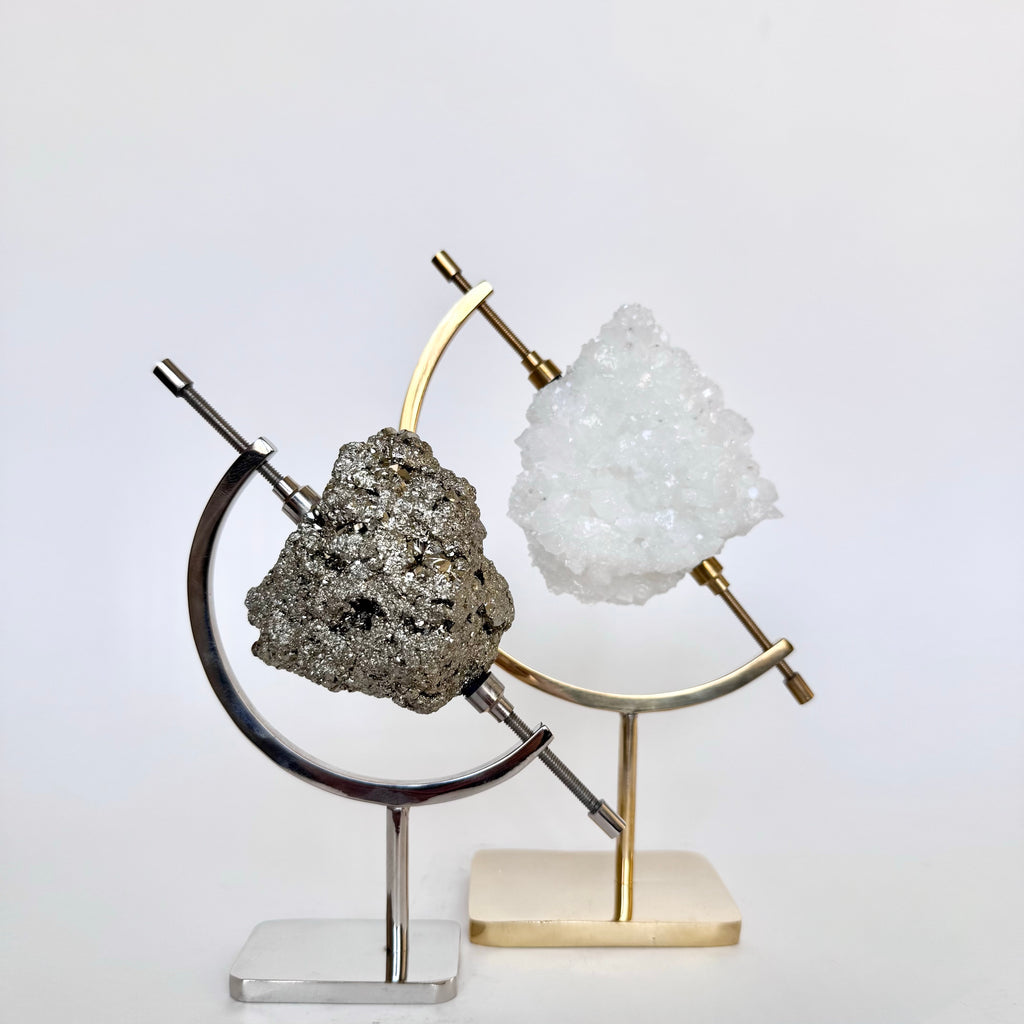 Calcite + Brass Arc Stand