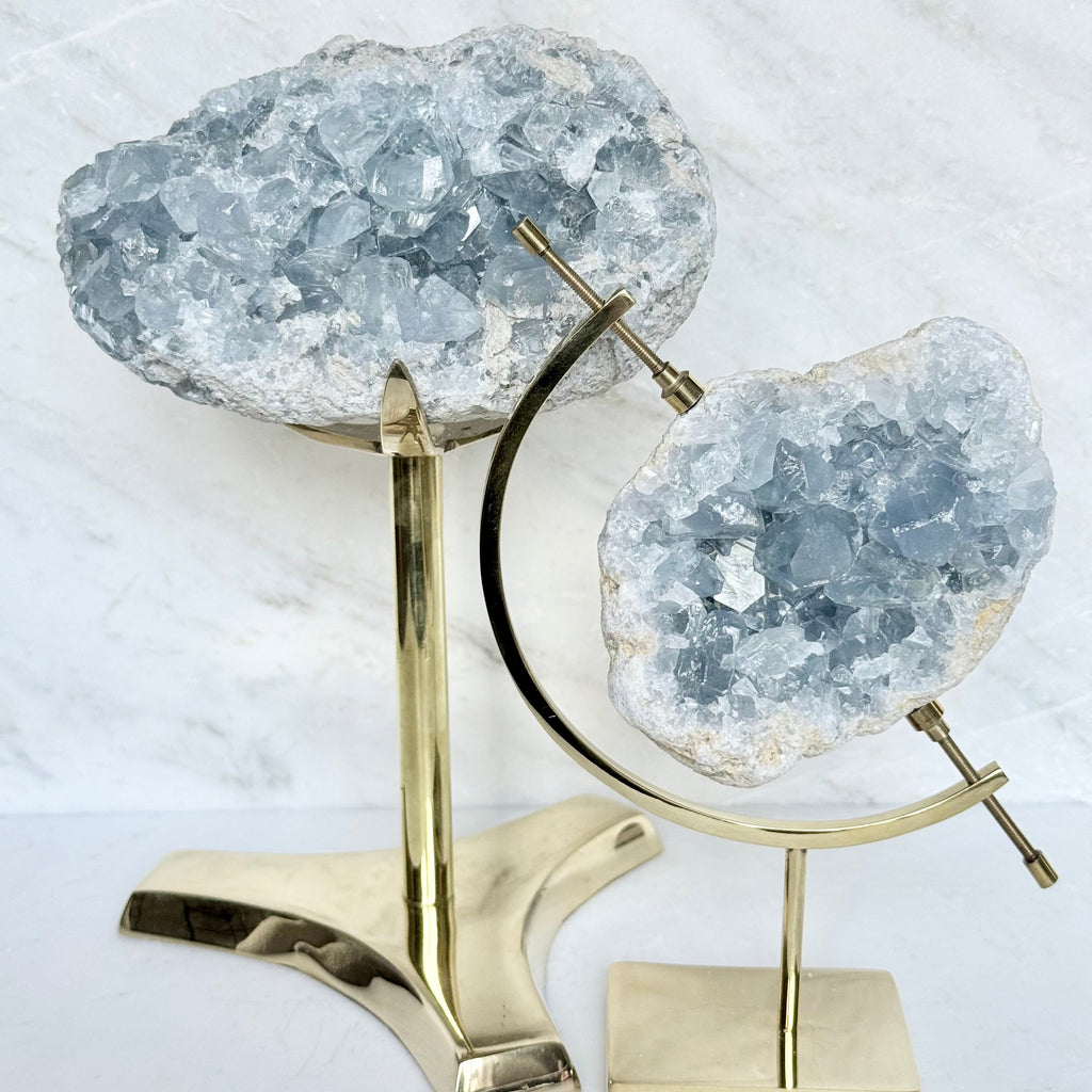Celestite + Brass Claw Stand