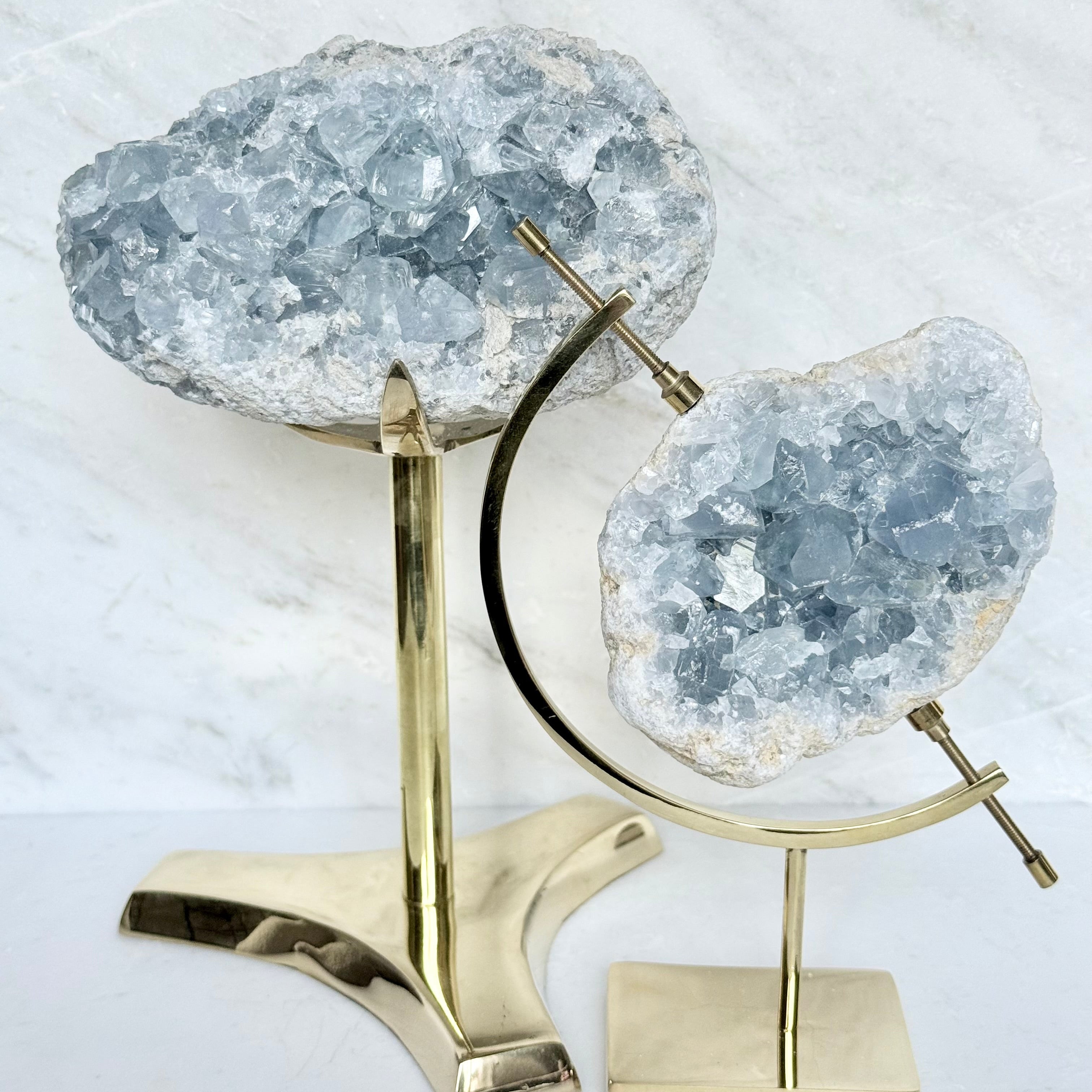 Celestite + Brass Claw Stand