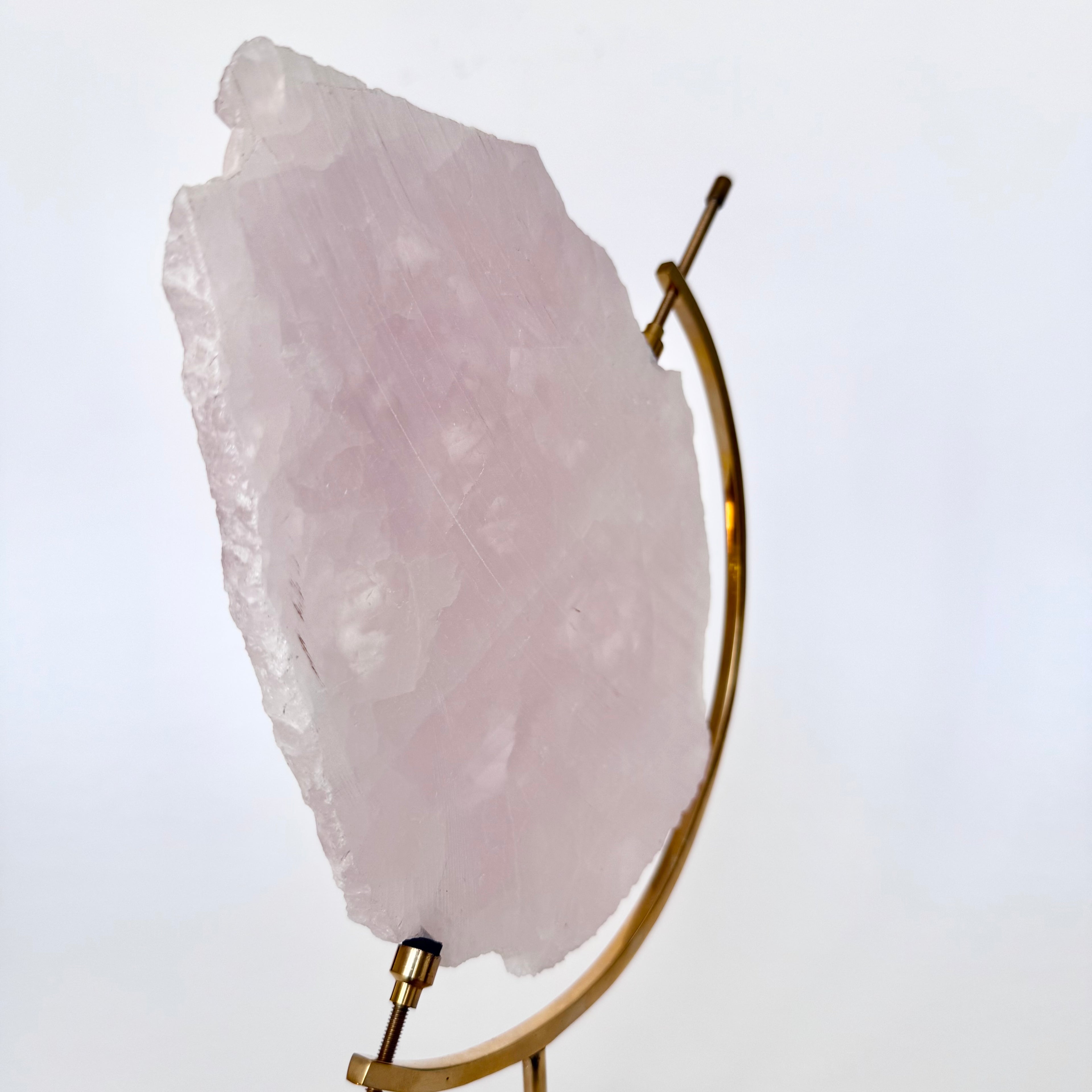 Rose Quartz + Brass Arc Stand