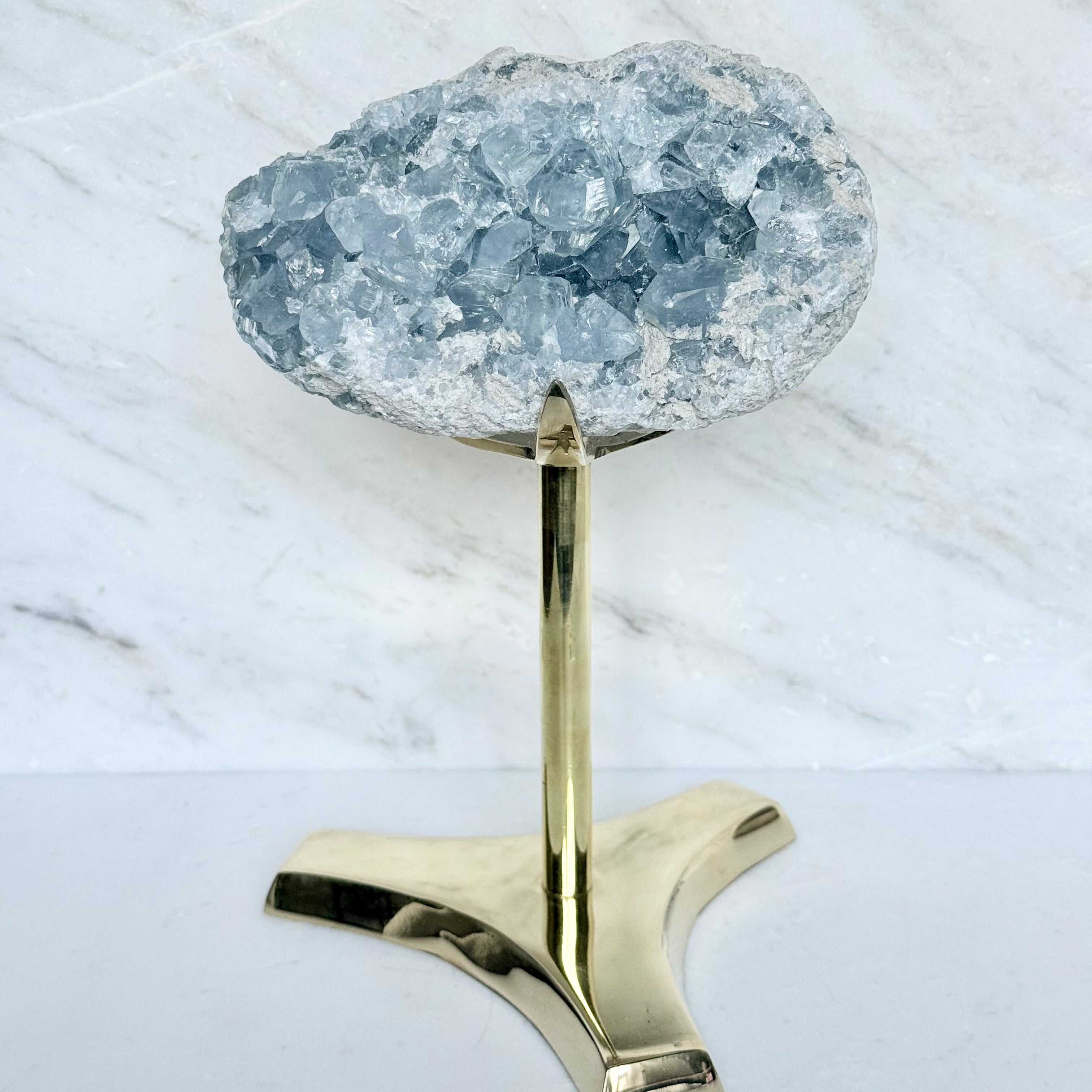 Celestite + Brass Claw Stand