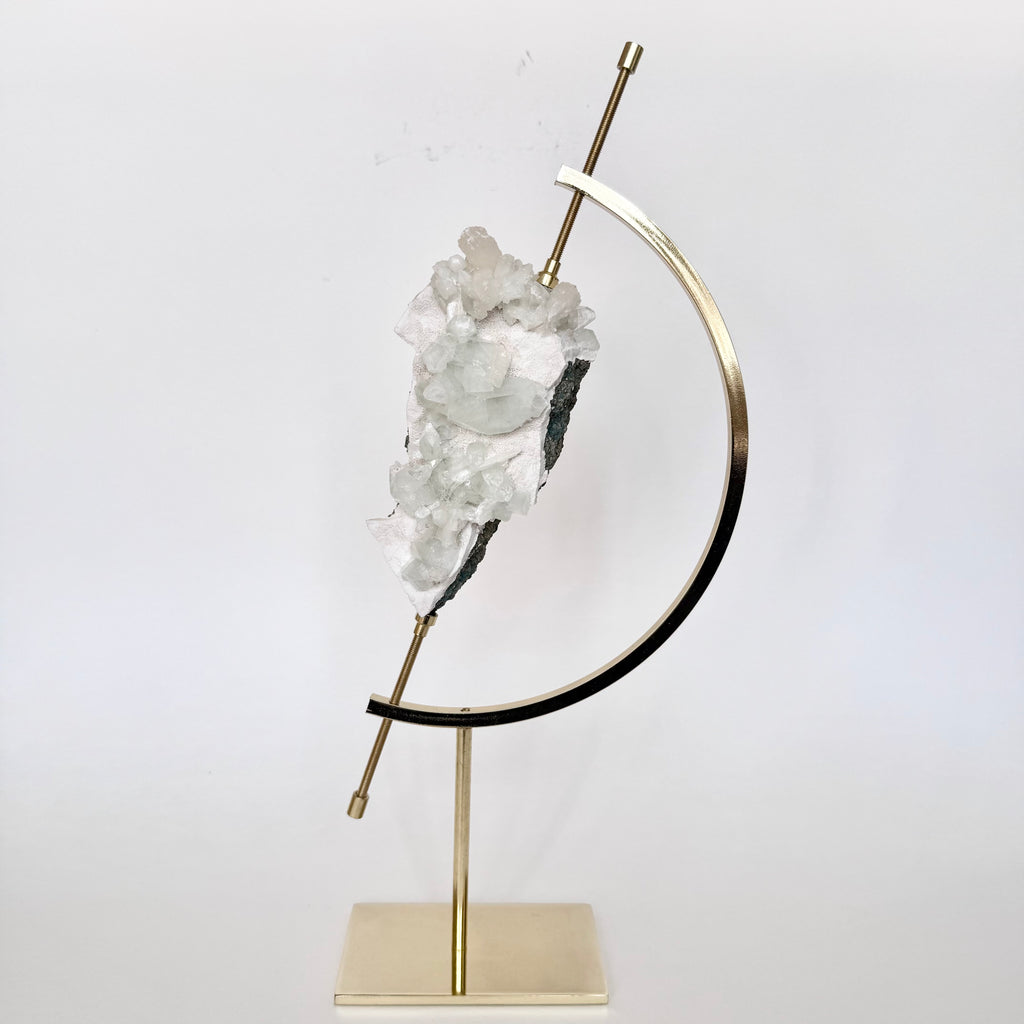 Green Apophyllite + Brass Arc Stand