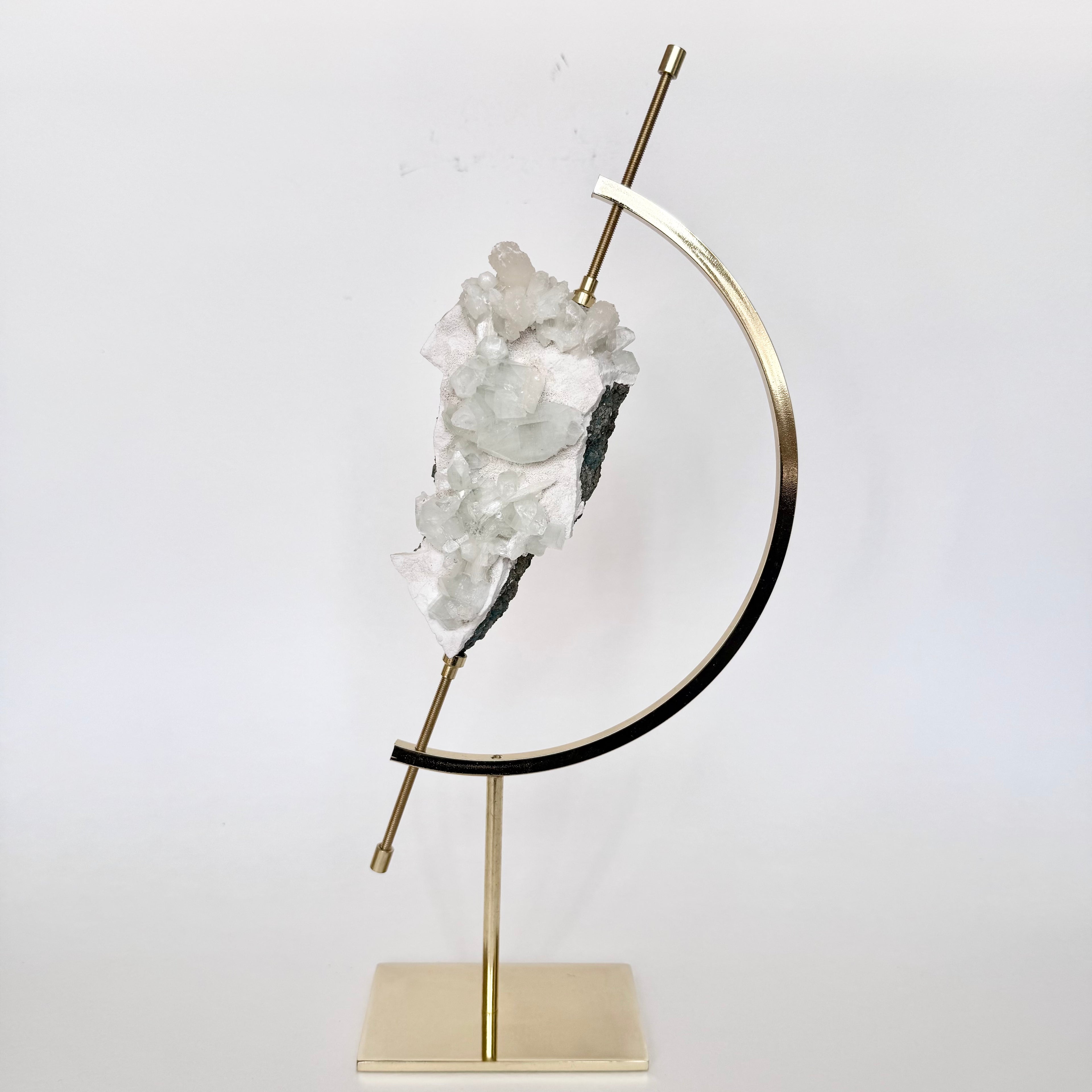 Green Apophyllite + Brass Arc Stand