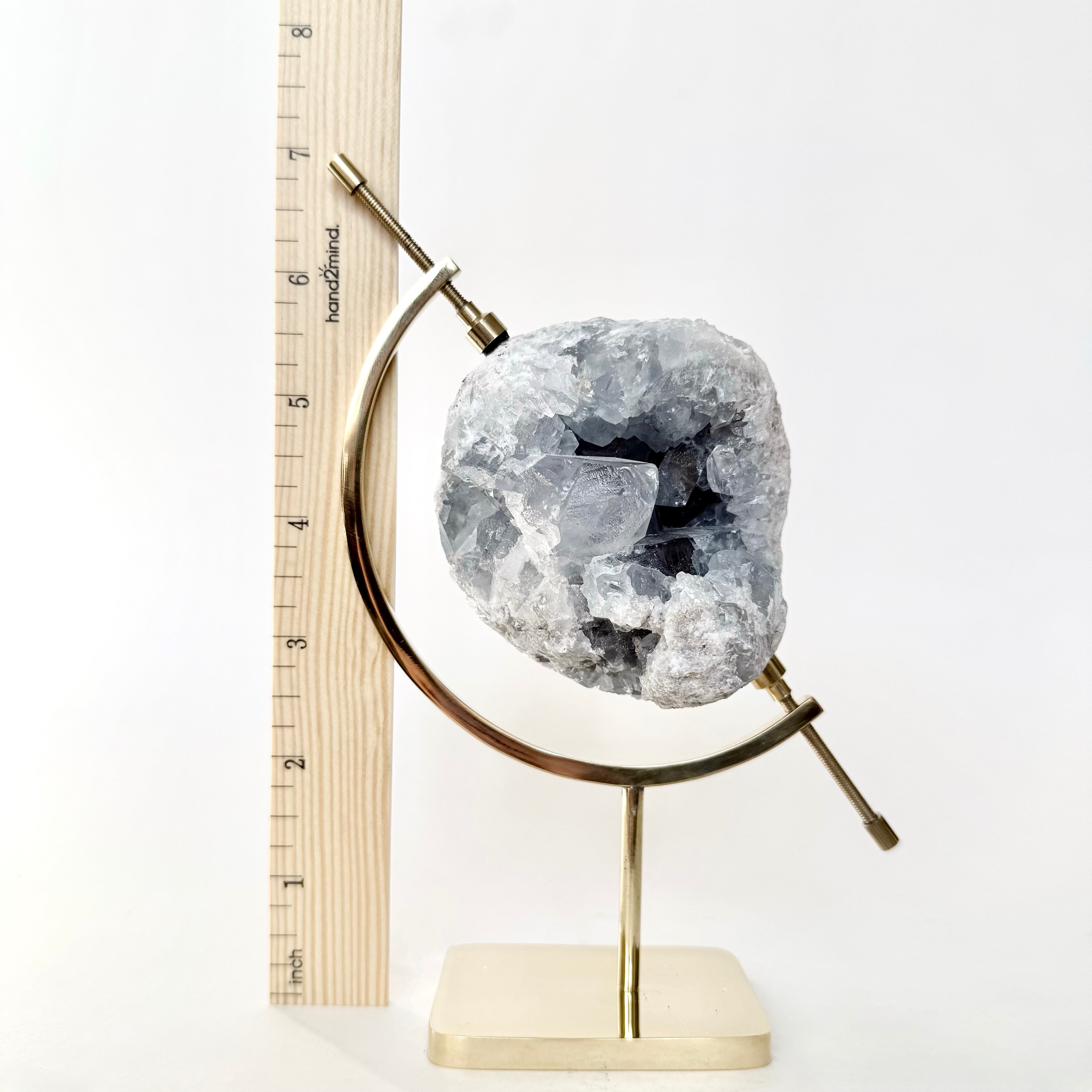Celestite + Brass Arc Stand