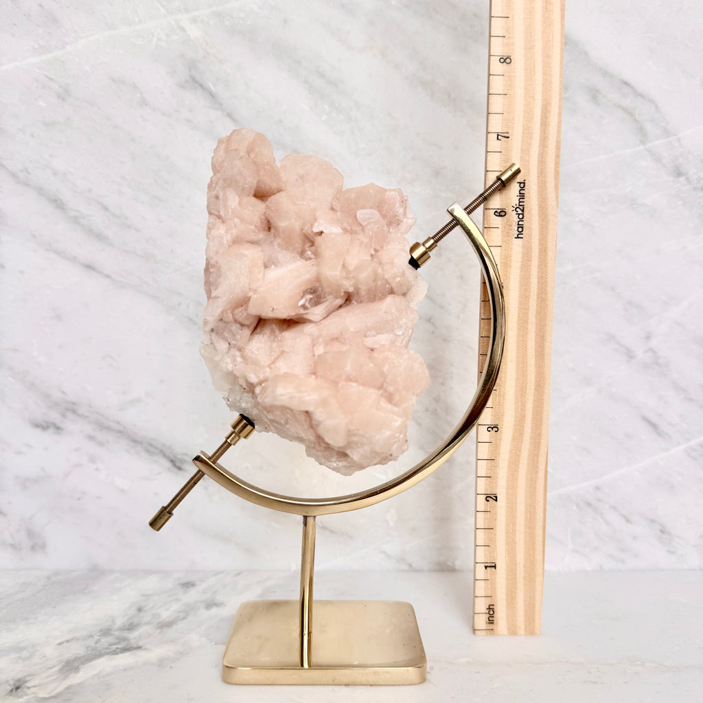 Stilbite + Brass Arc Stand