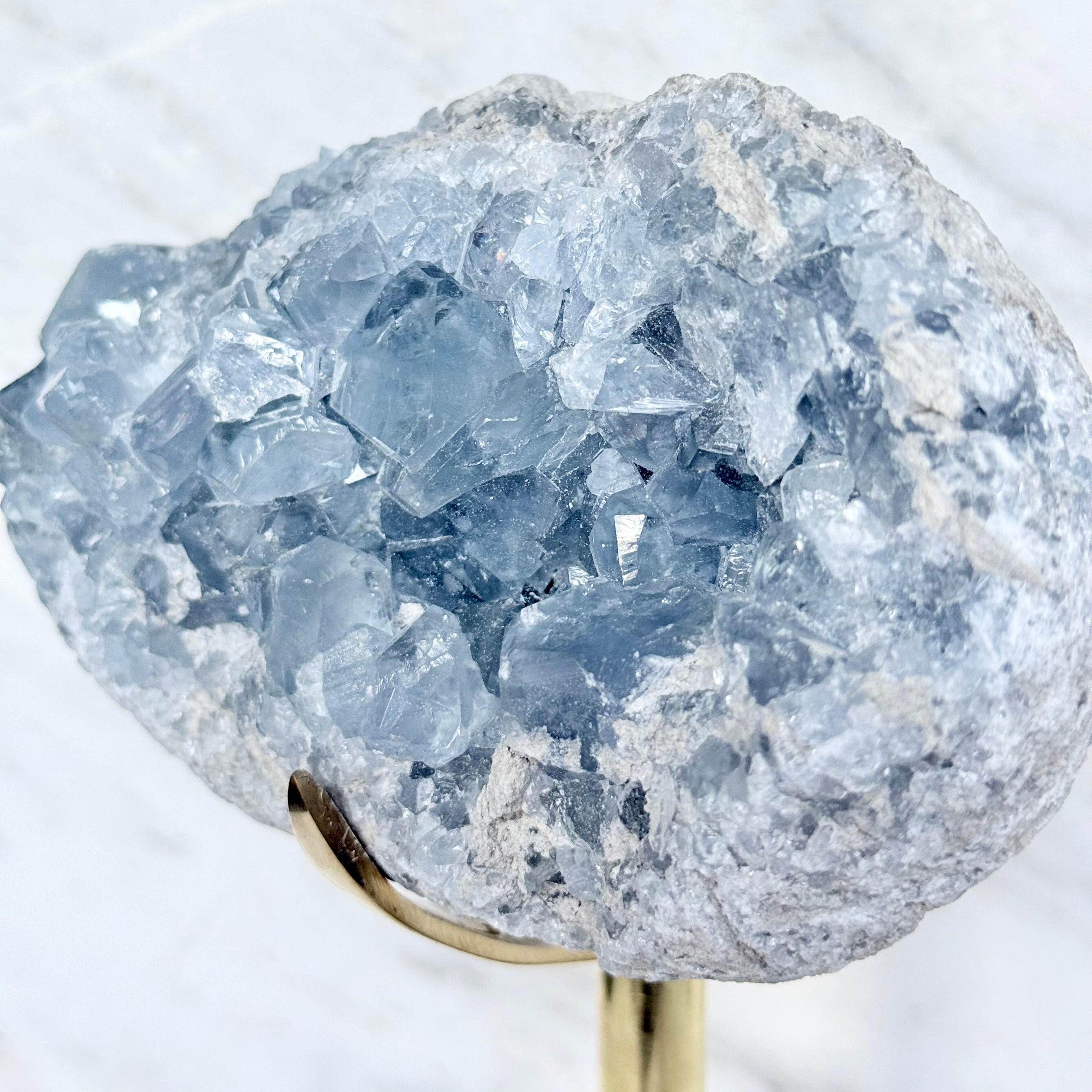 Celestite + Brass Claw Stand