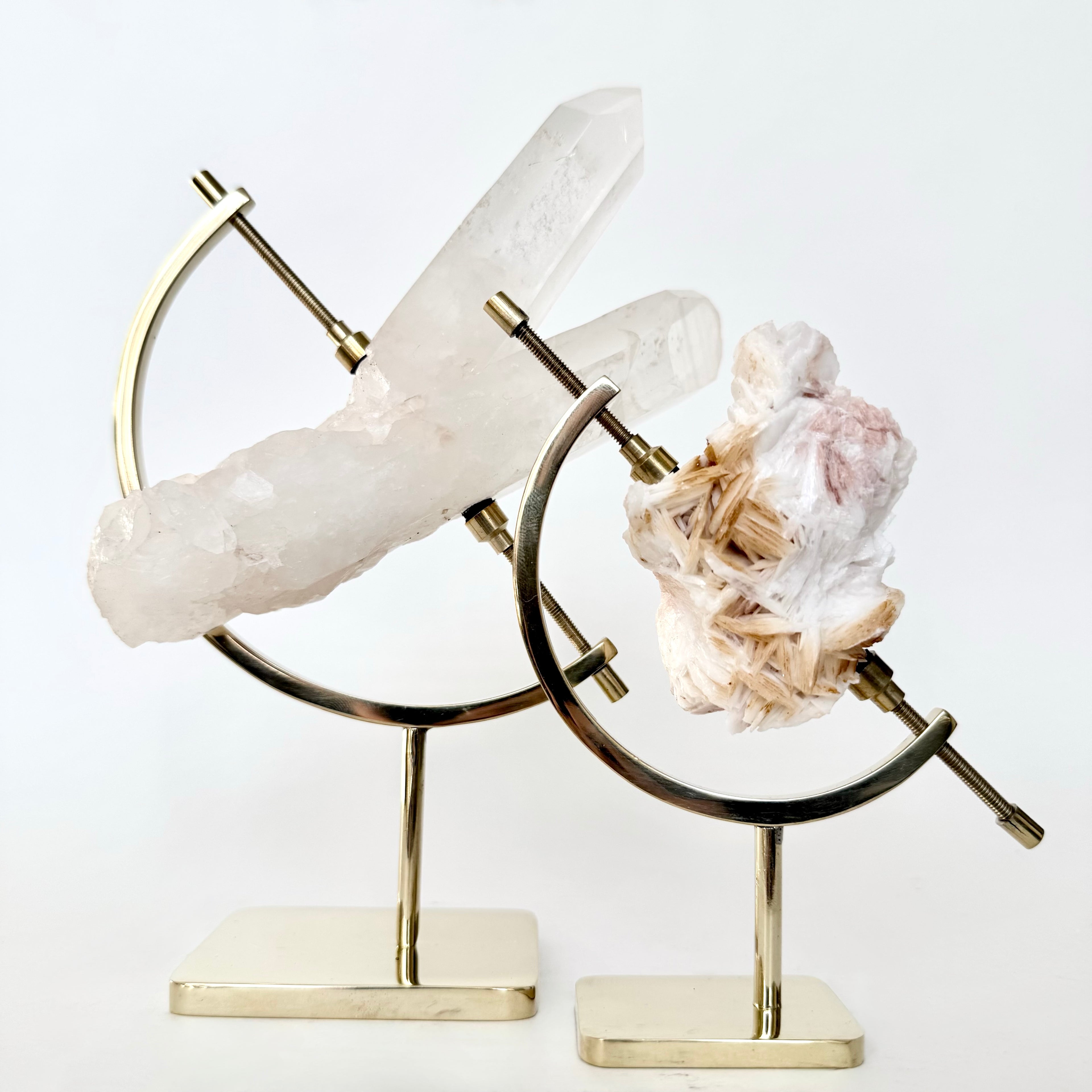 Clear Quartz + Brass Arc Stand