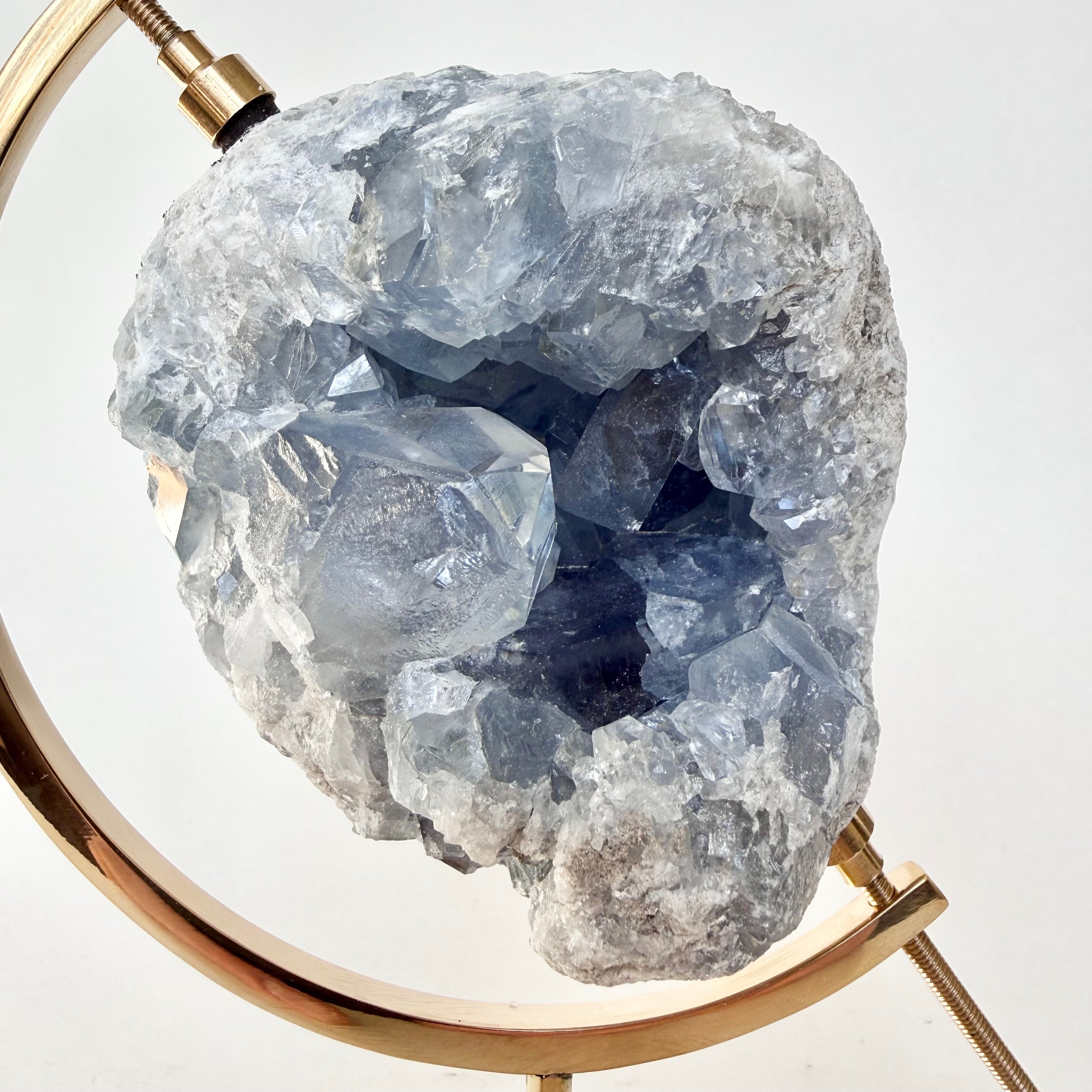 Celestite + Brass Arc Stand