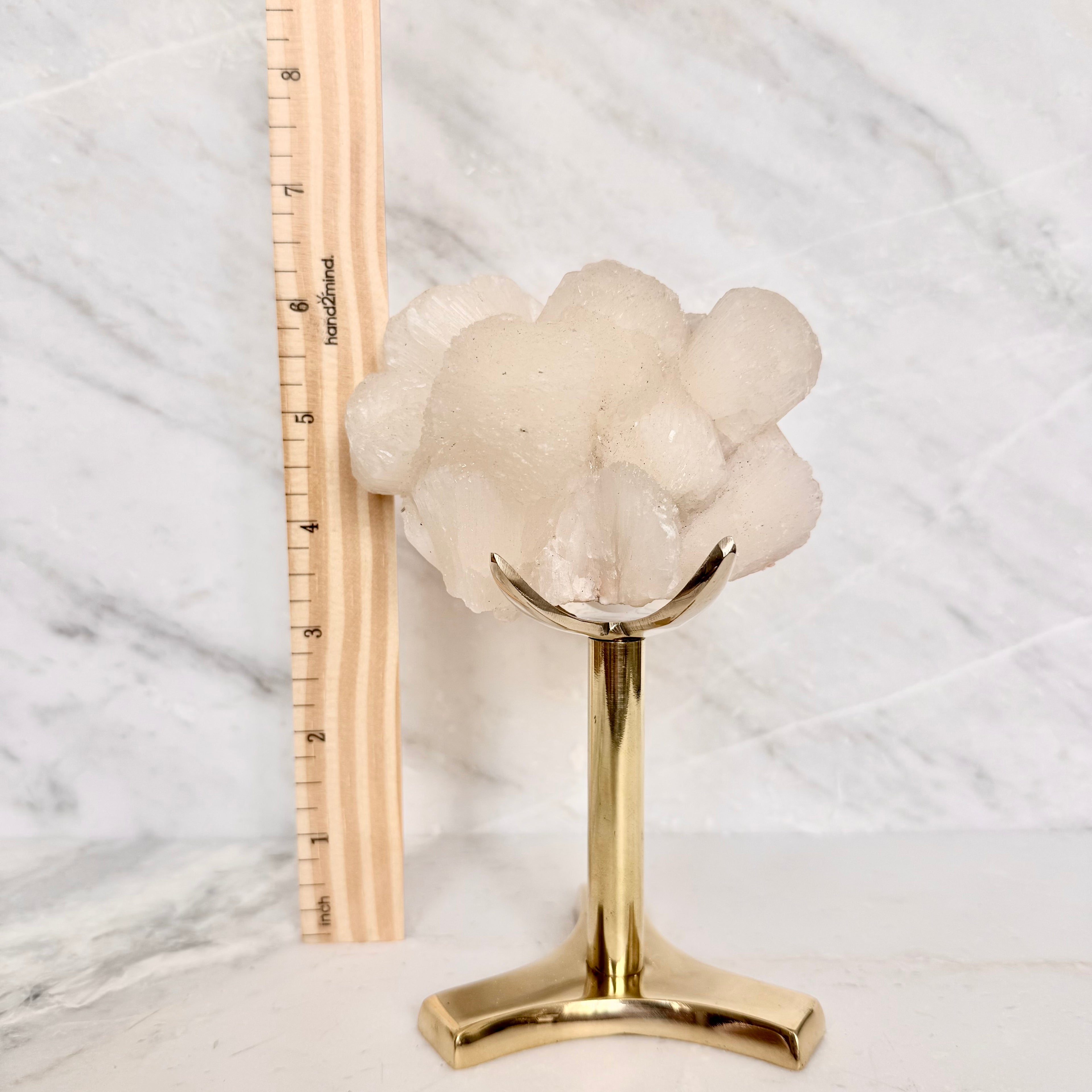 Stilbite + Brass Claw Stand