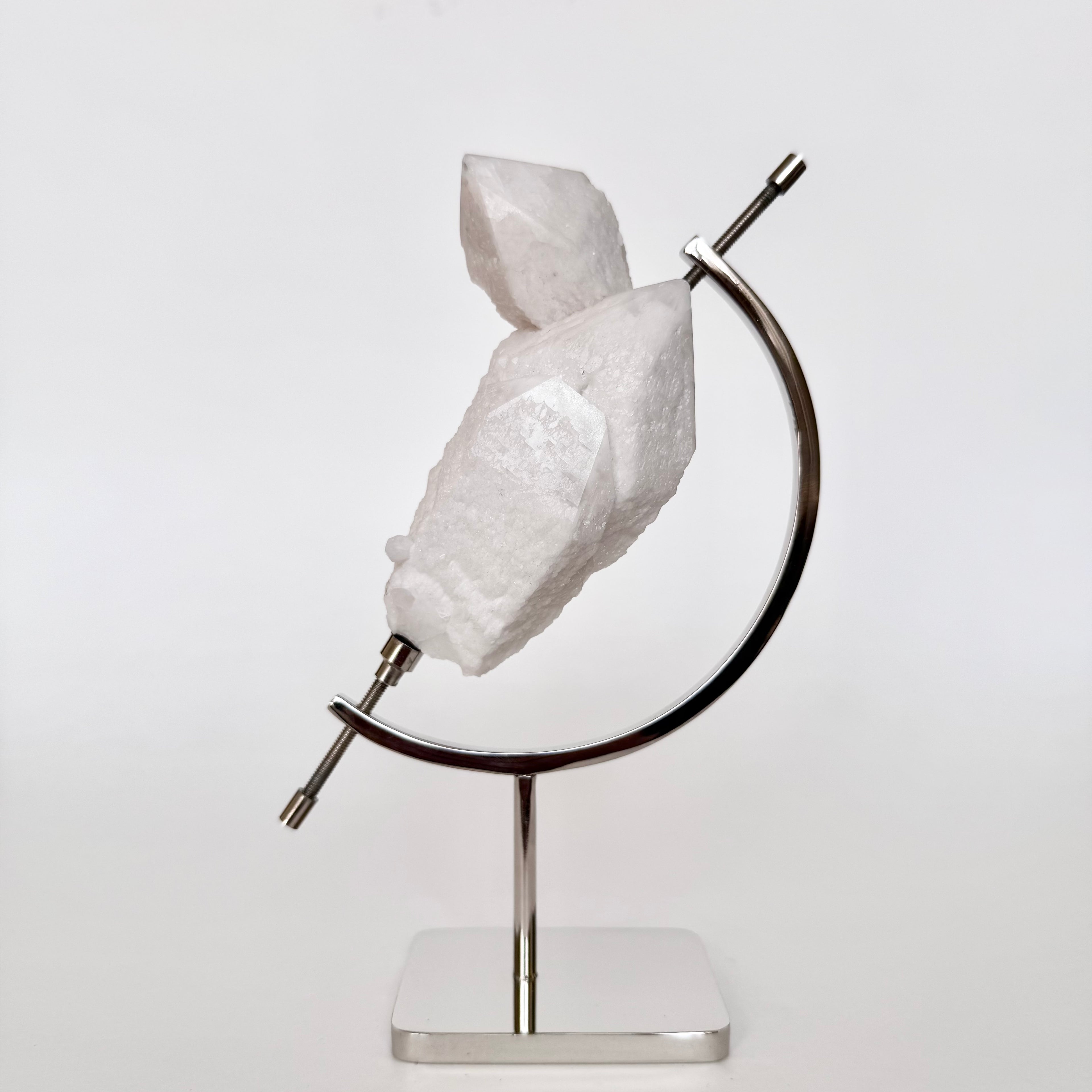 Milky Quartz + Silver Arc Stand