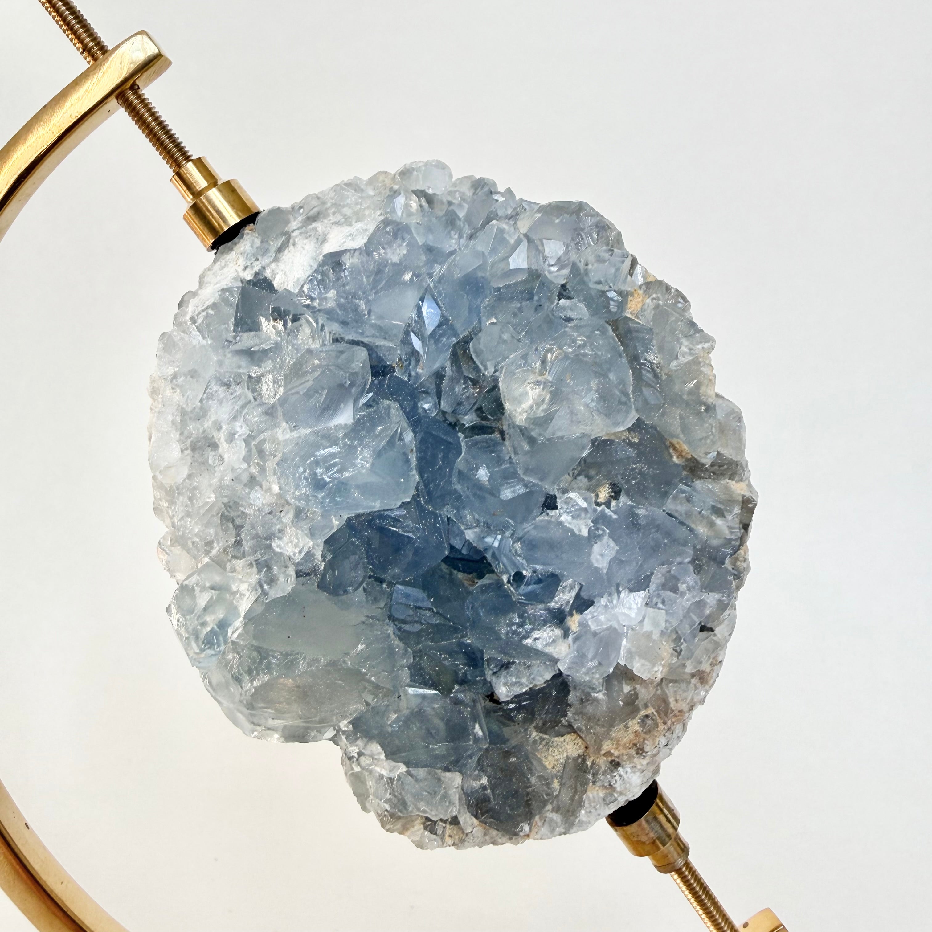 Celestite + Brass Arc Stand