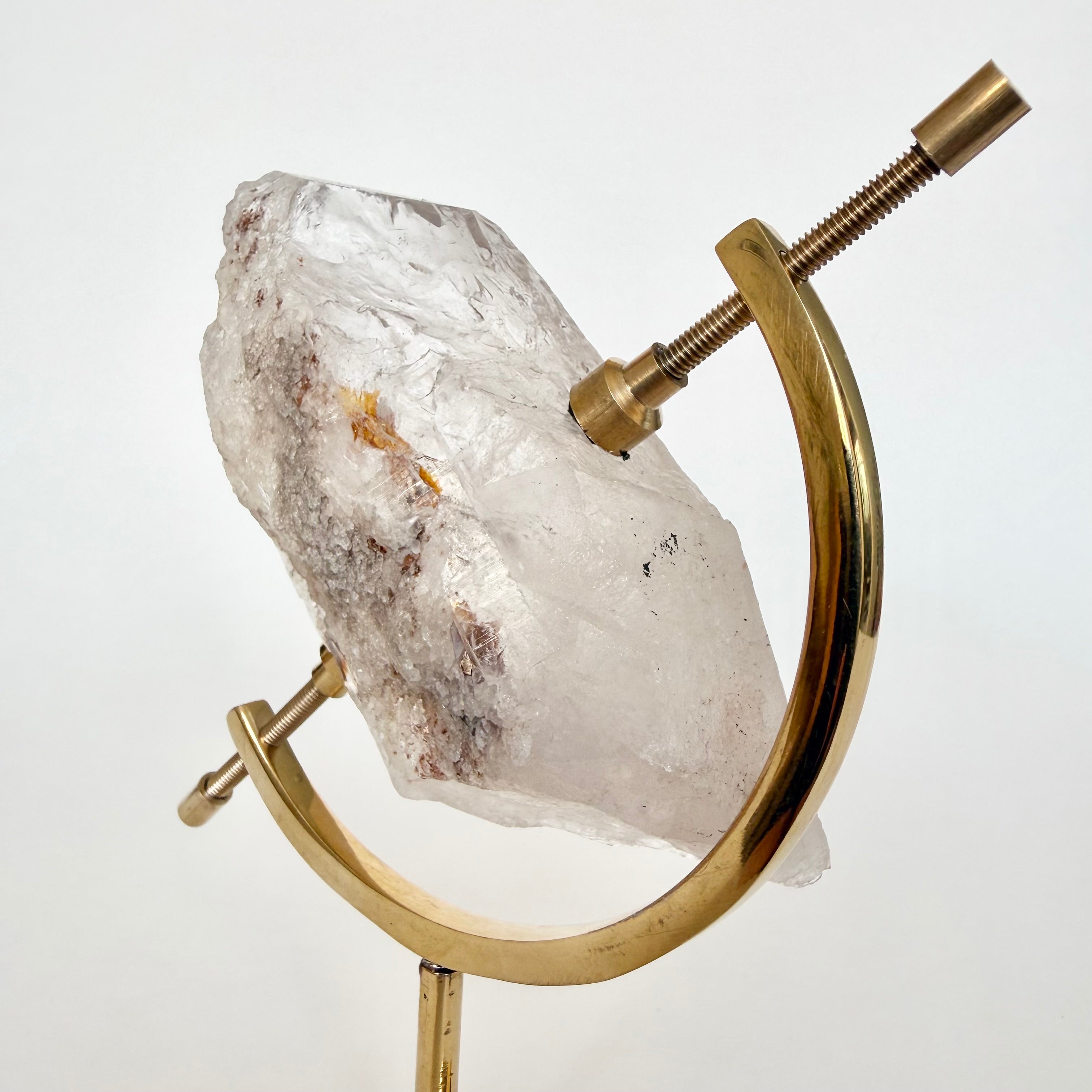 Clear Quartz + Brass Arc Stand