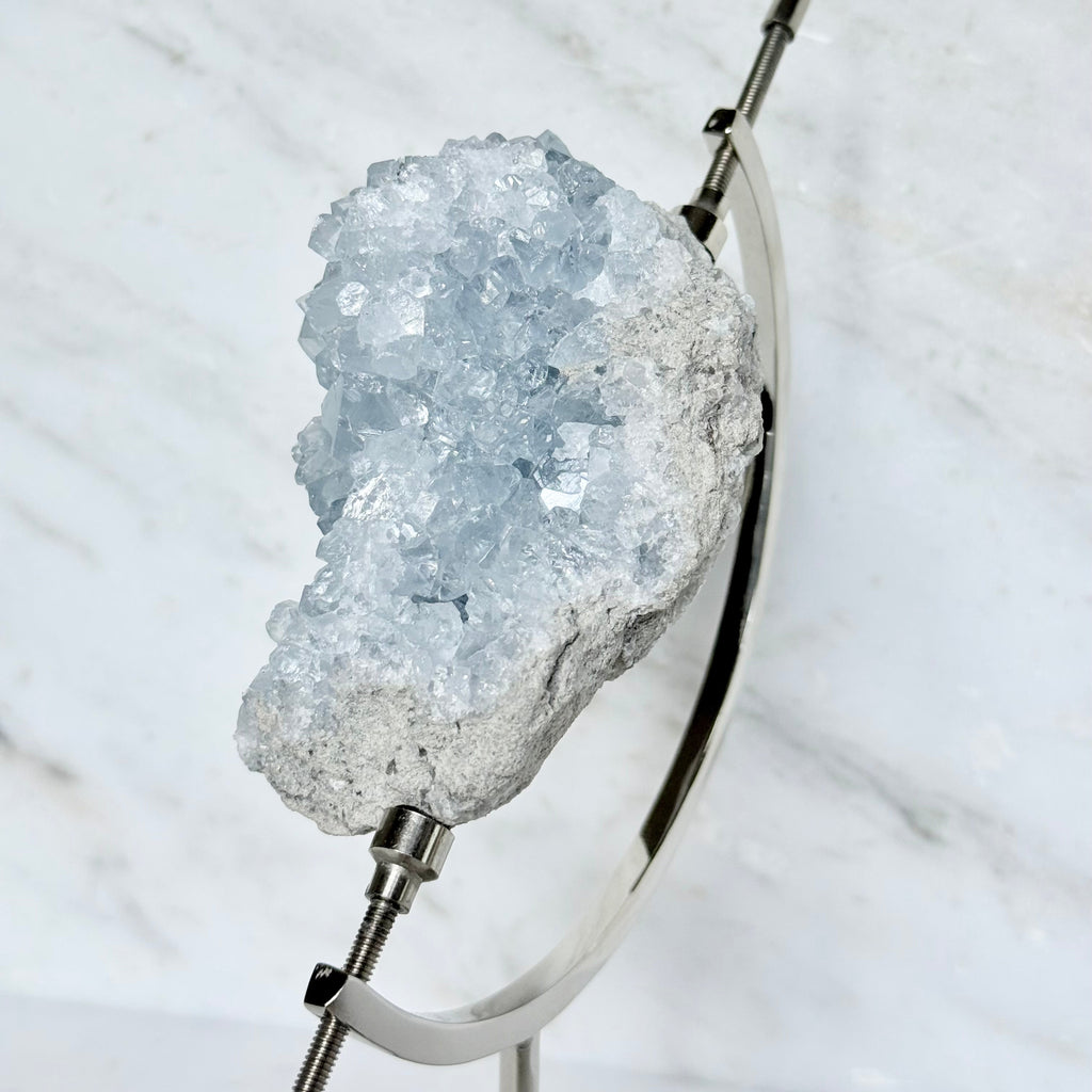 Celestite + Chrome Arc Stand