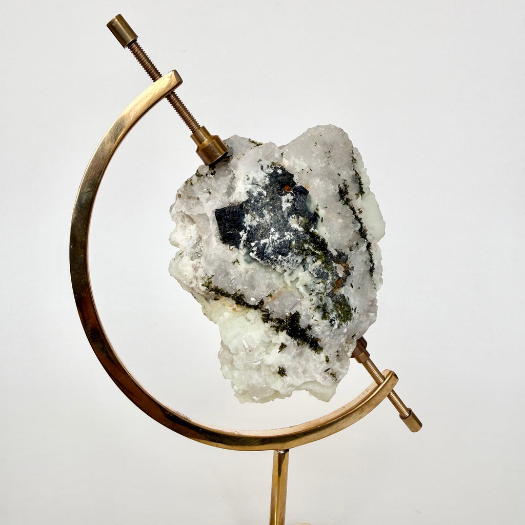 Green Tourmaline + Brass Arc Stand