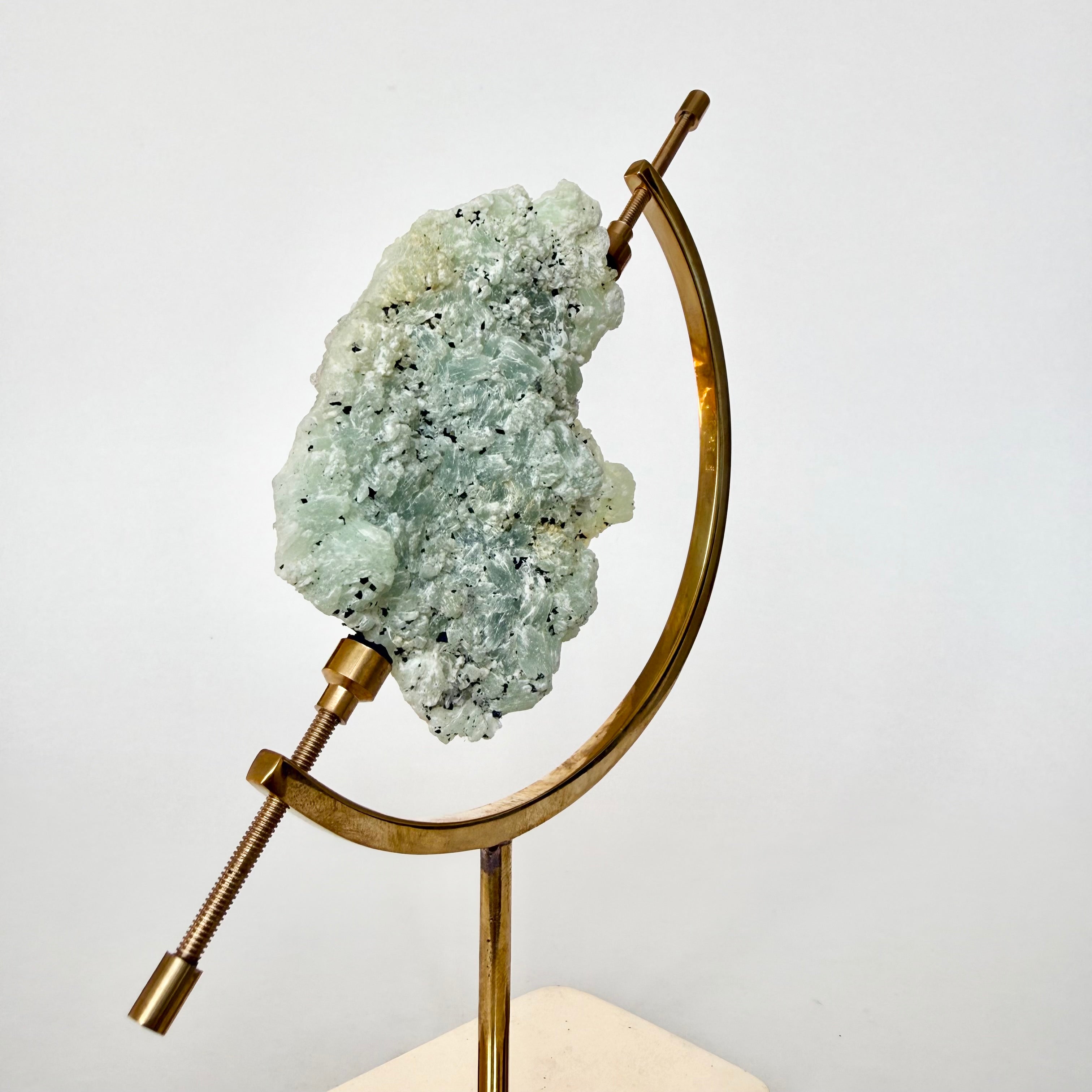 Green Tourmaline + Brass Arc Stand