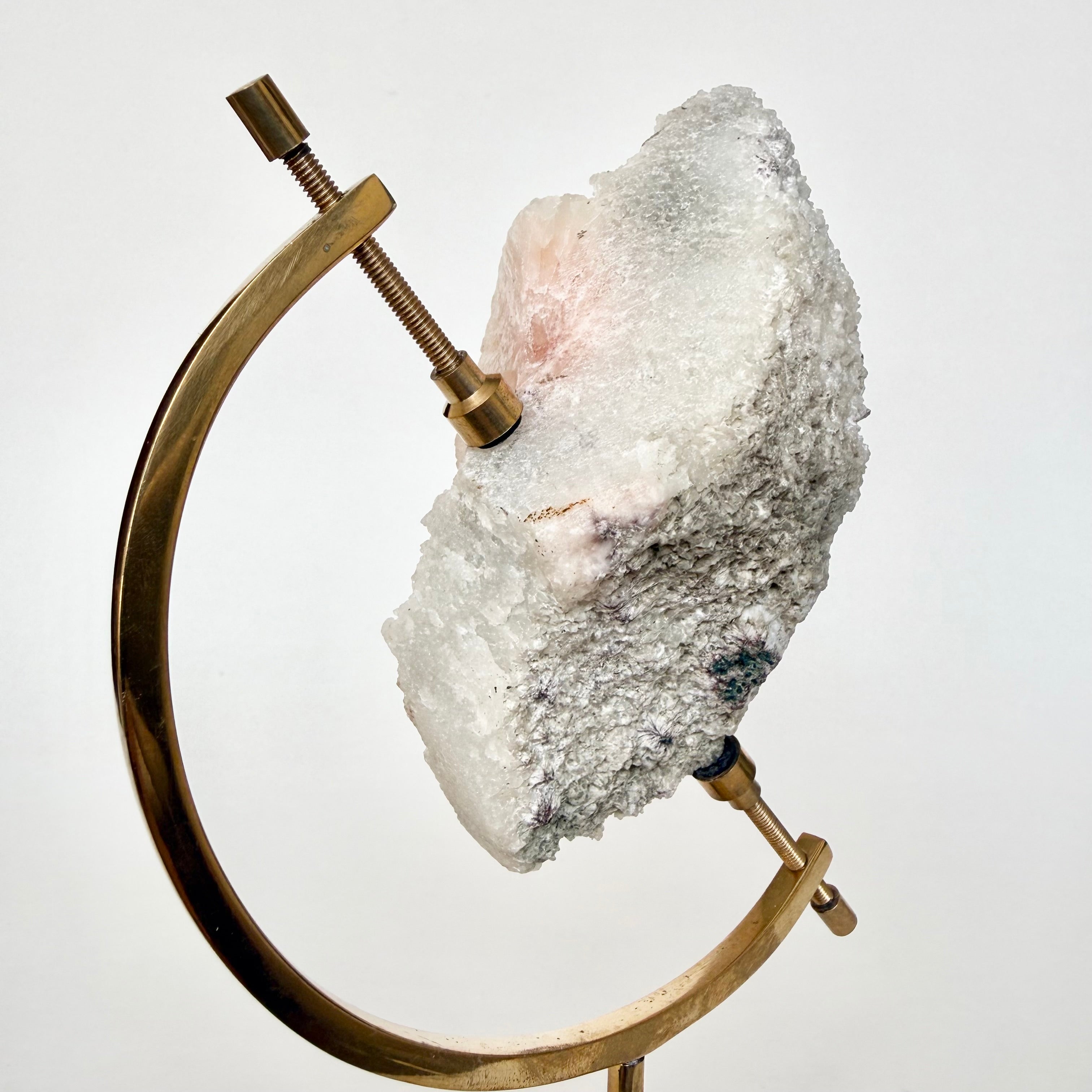 Stilbite + Brass Arc Stand