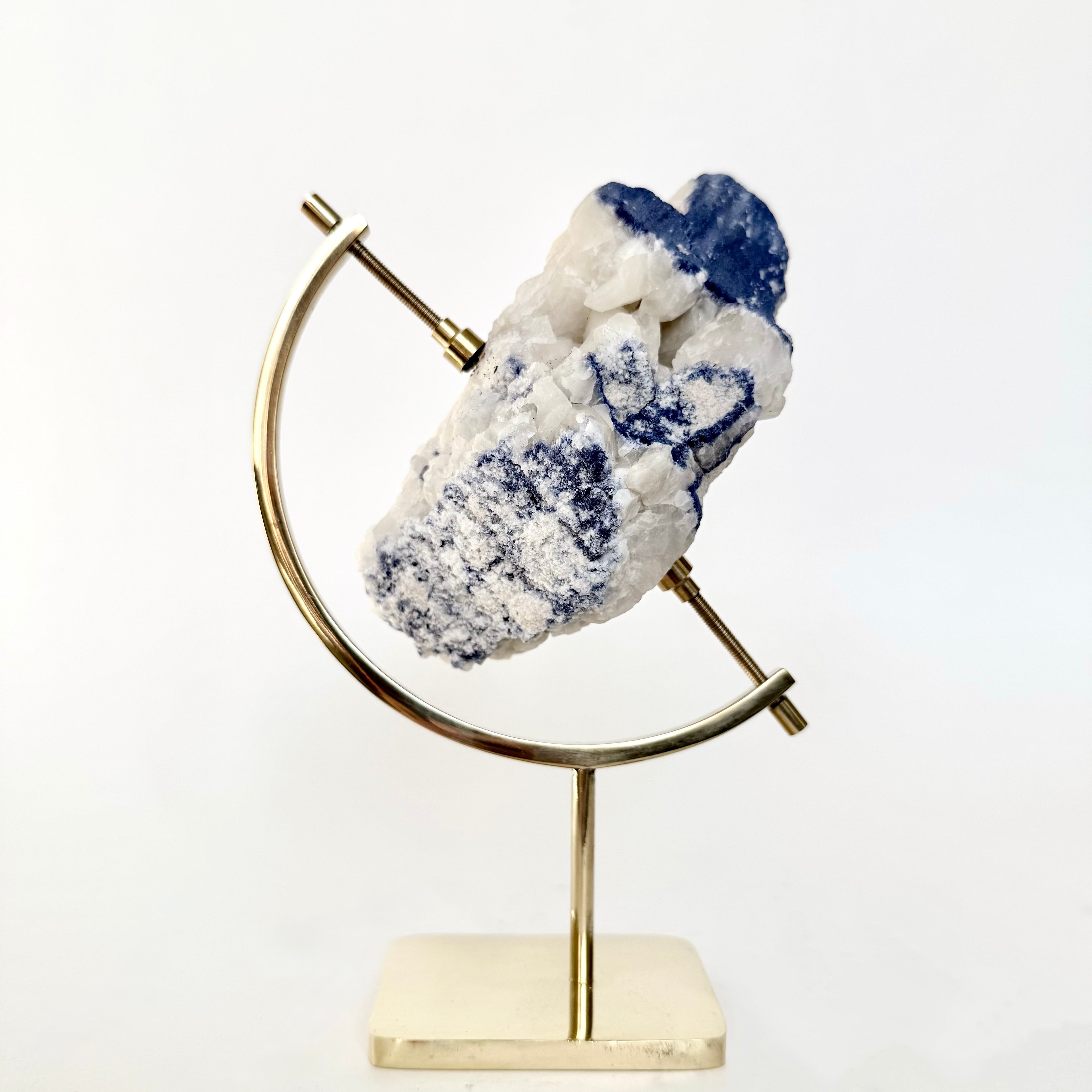 Blue Kyanite + Brass Arc Stand