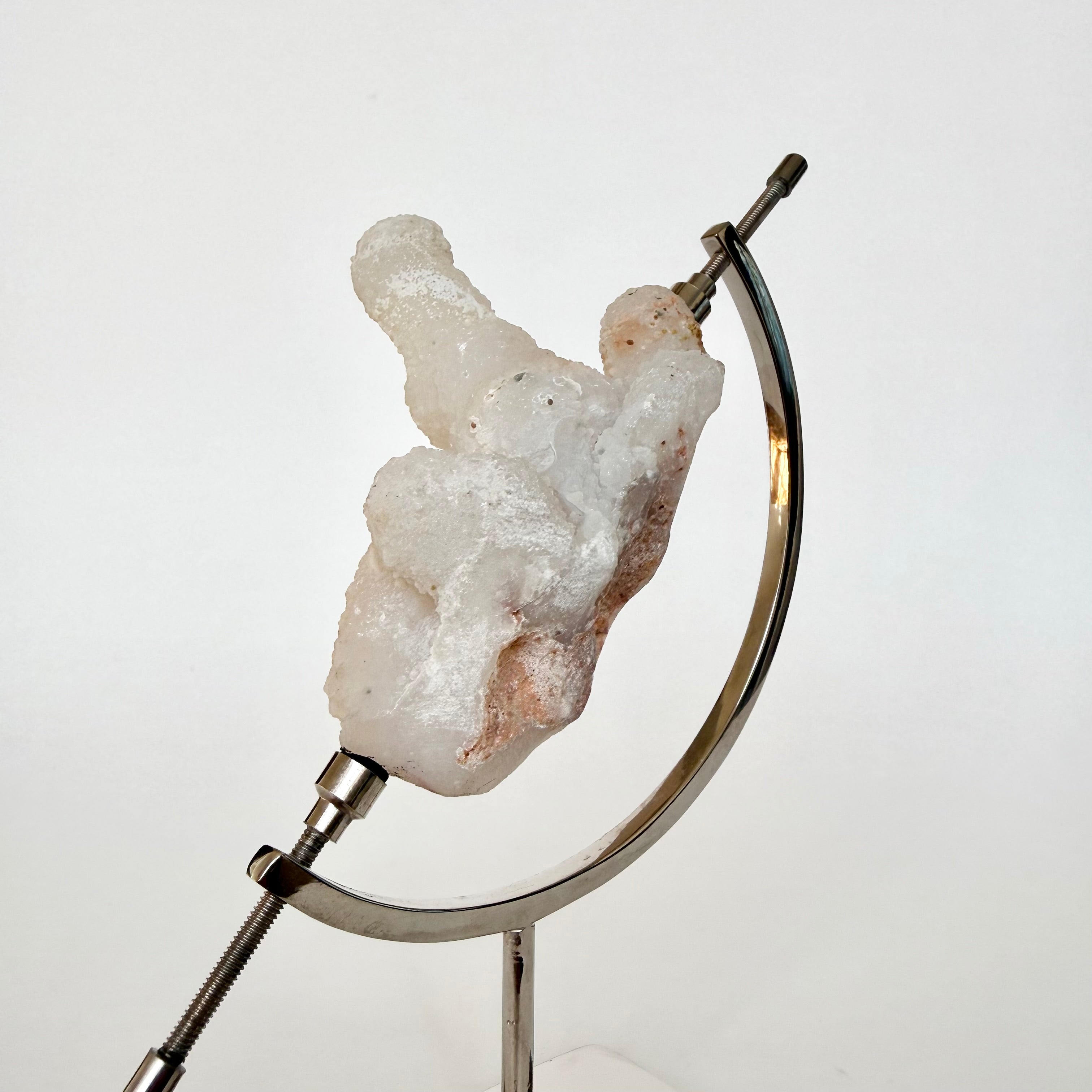 Chalcedony Quartz + Silver Arc Stand