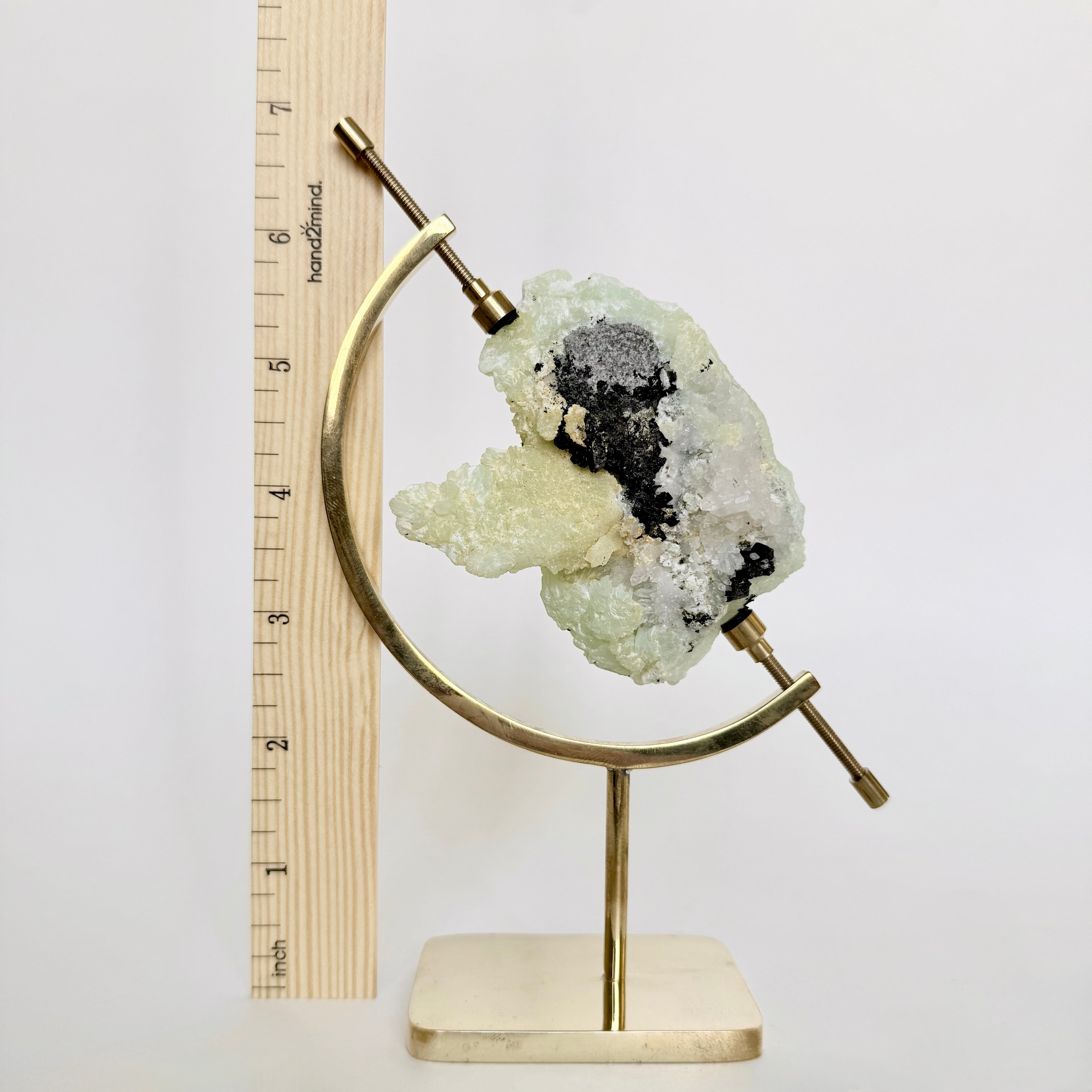 Green Tourmaline + Brass Arc Stand