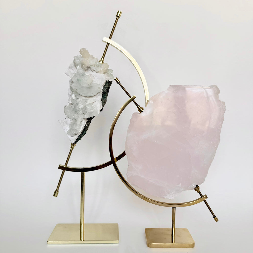 Green Apophyllite + Brass Arc Stand