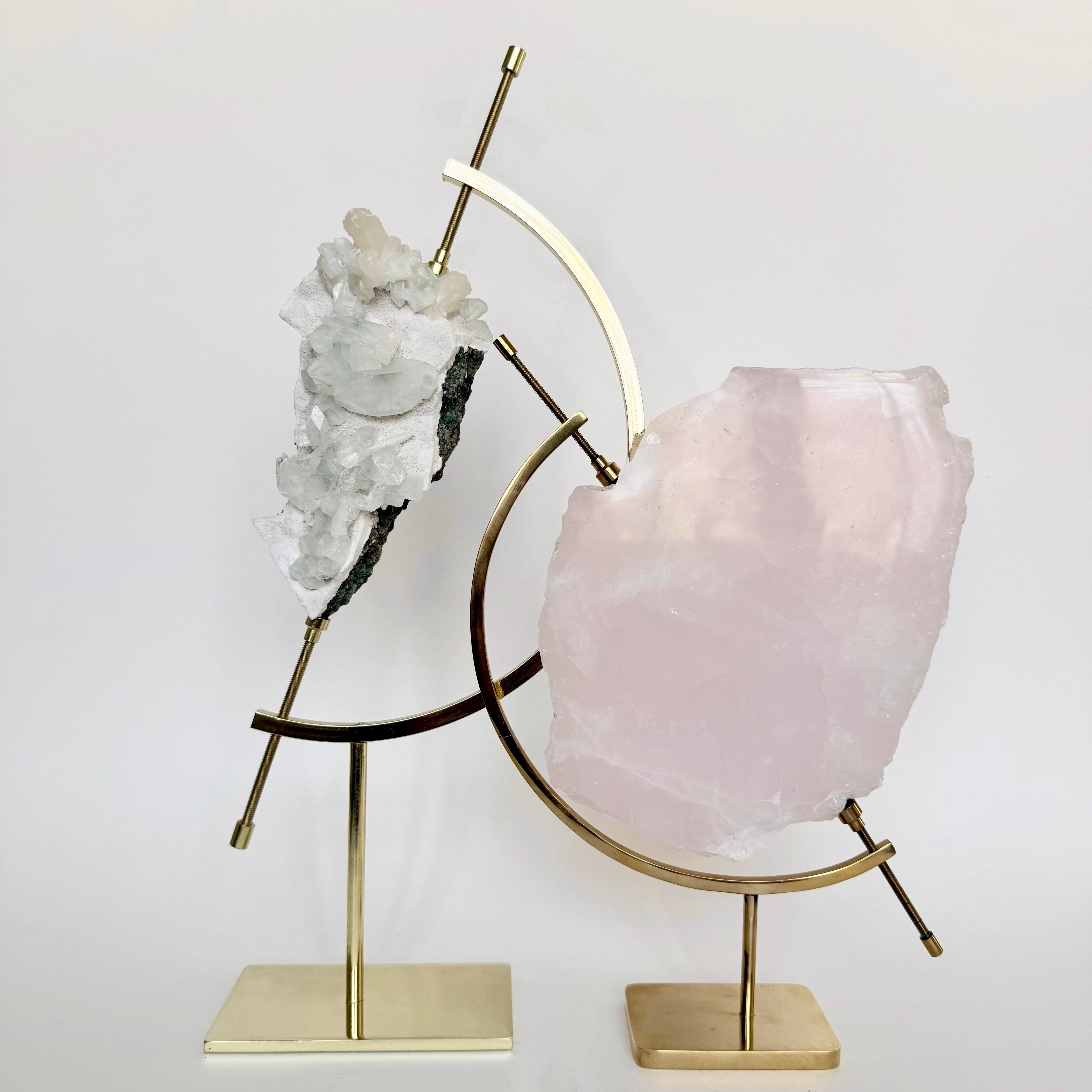 Green Apophyllite + Brass Arc Stand