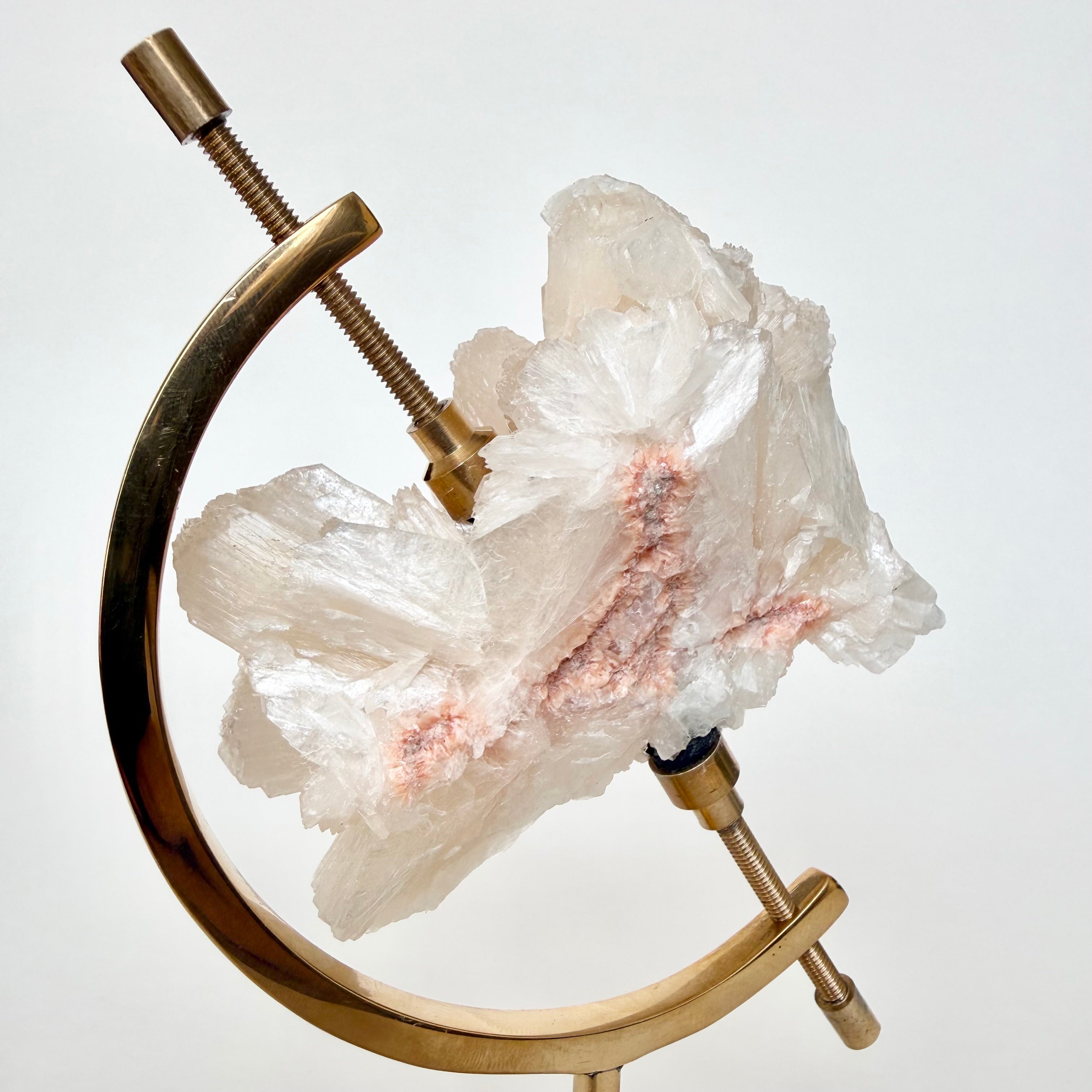 Stilbite + Brass Arc Stand