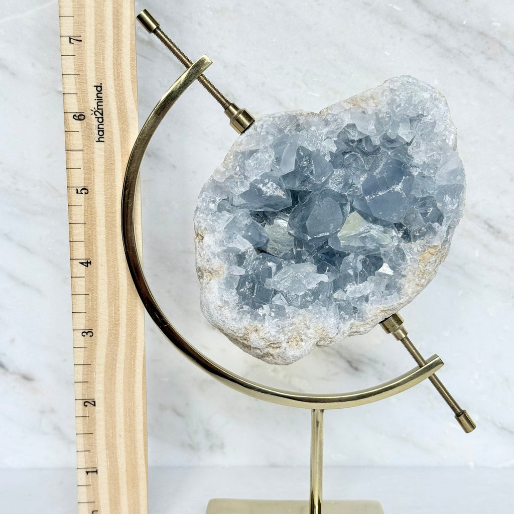 Celestite + Brass Arc Stand