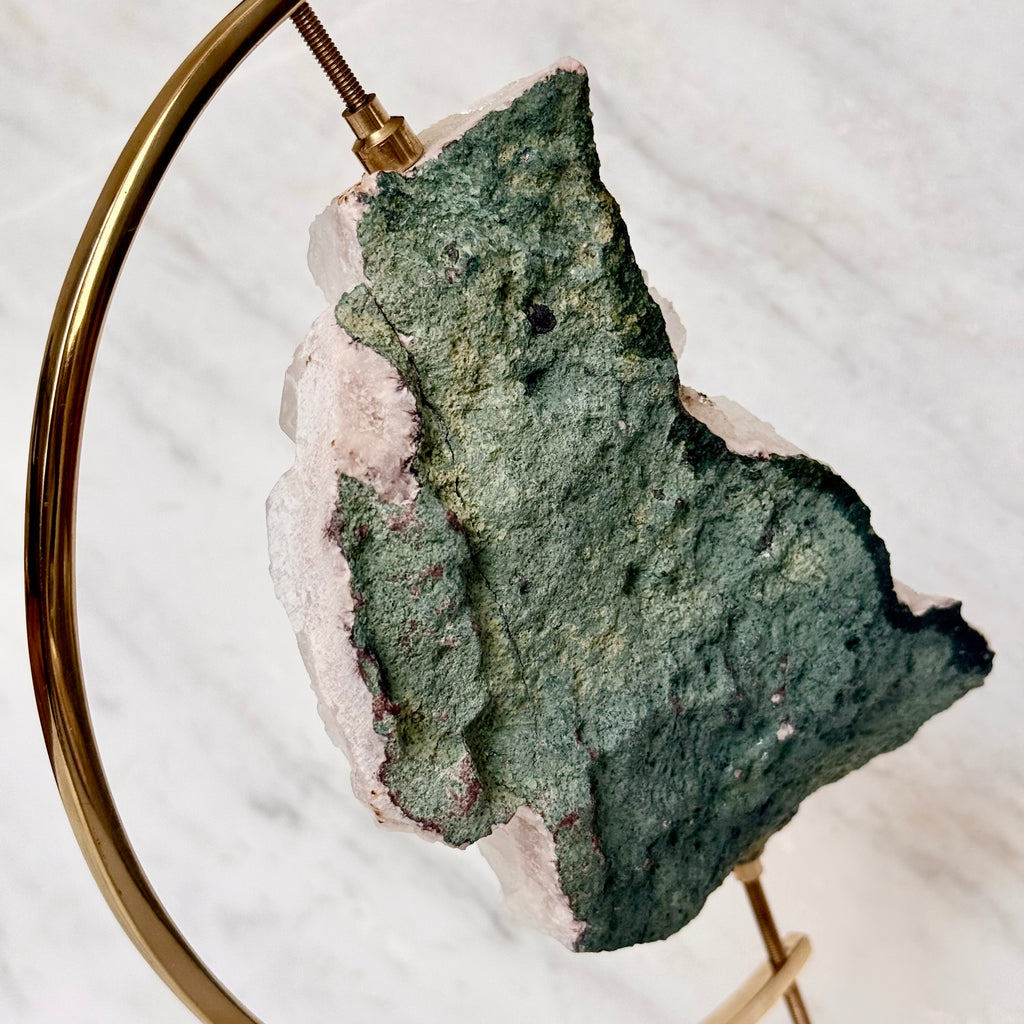 Apophyllite + Brass Arc Stand