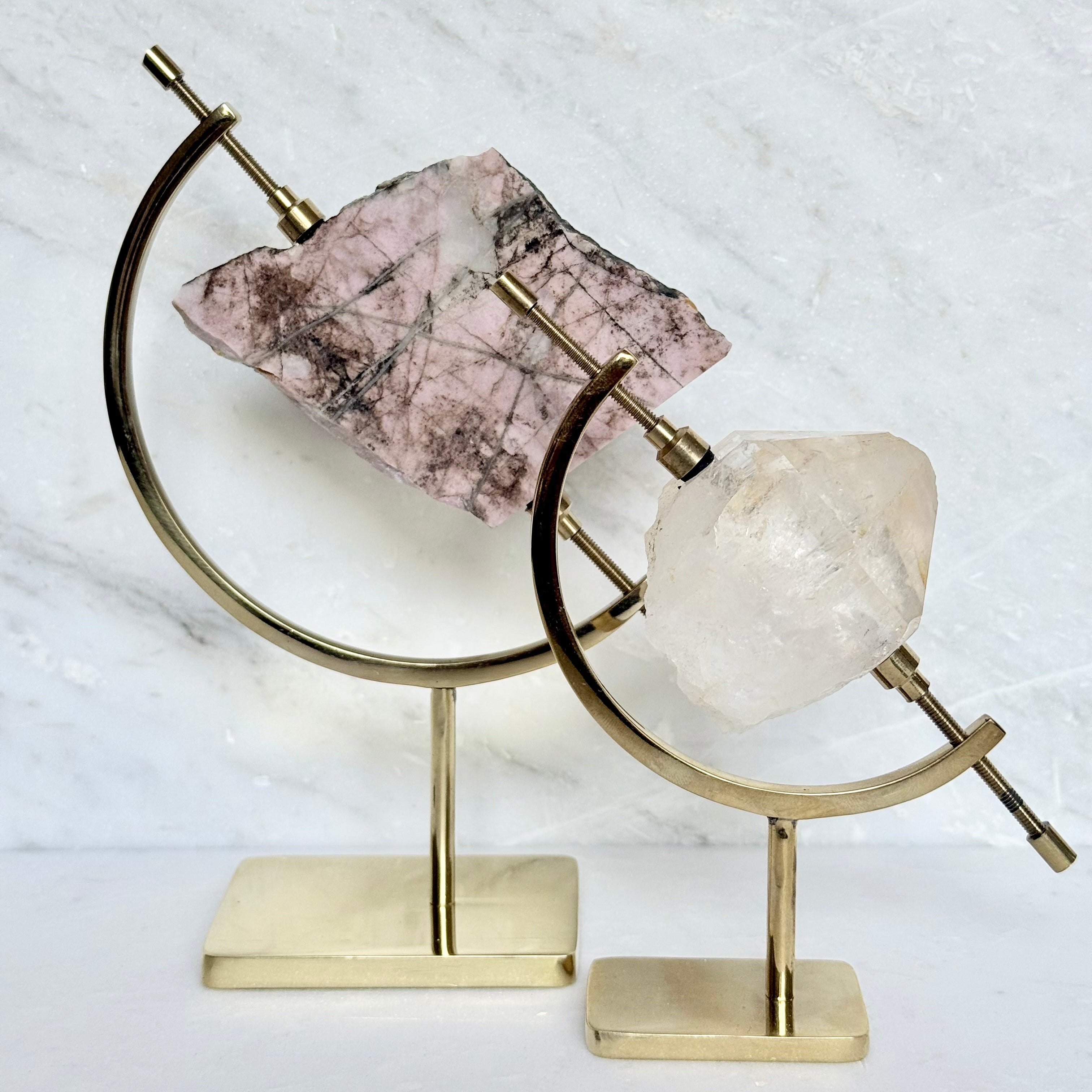 Rhodonite + Brass Arc Stand