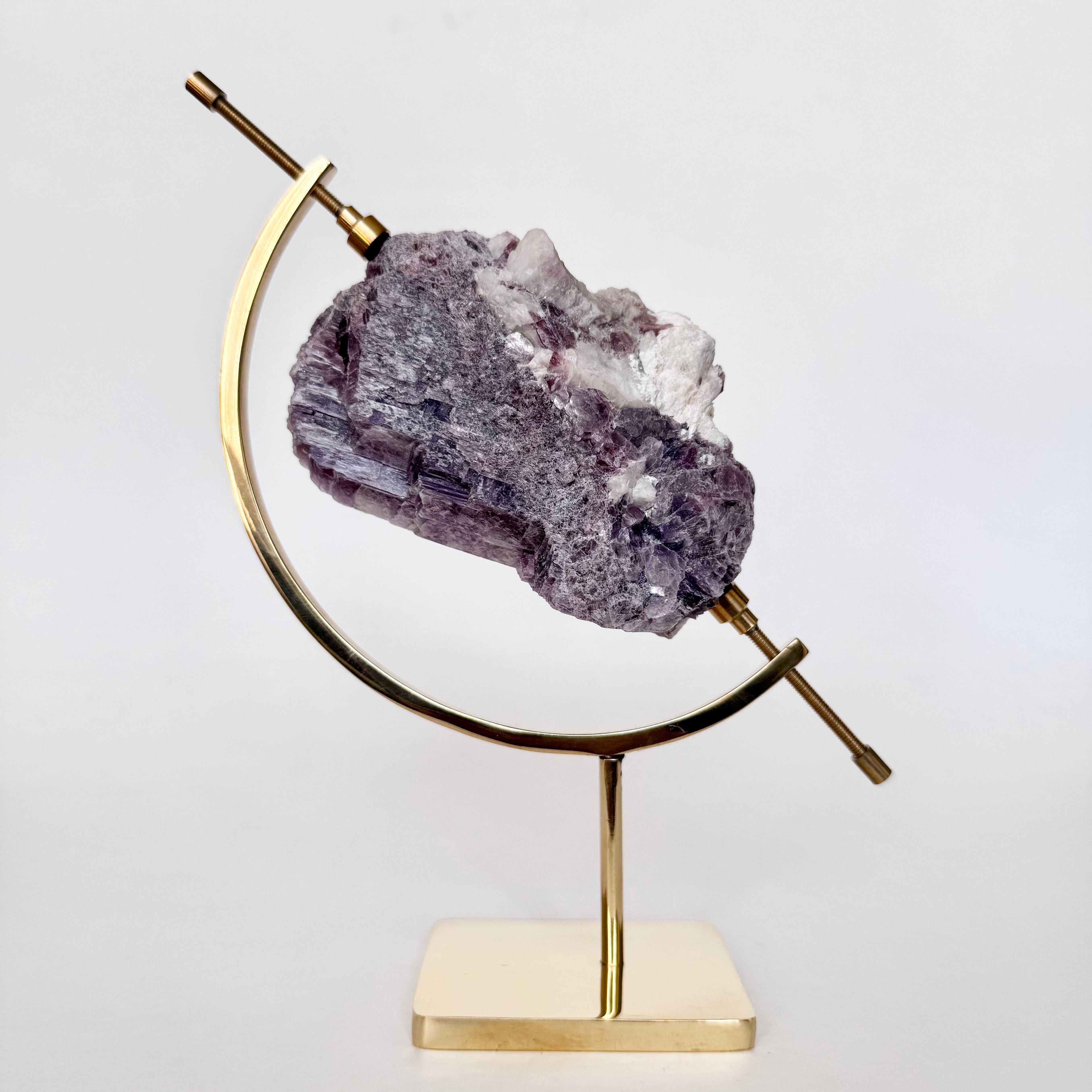 Lepidolite + Brass Arc Stand