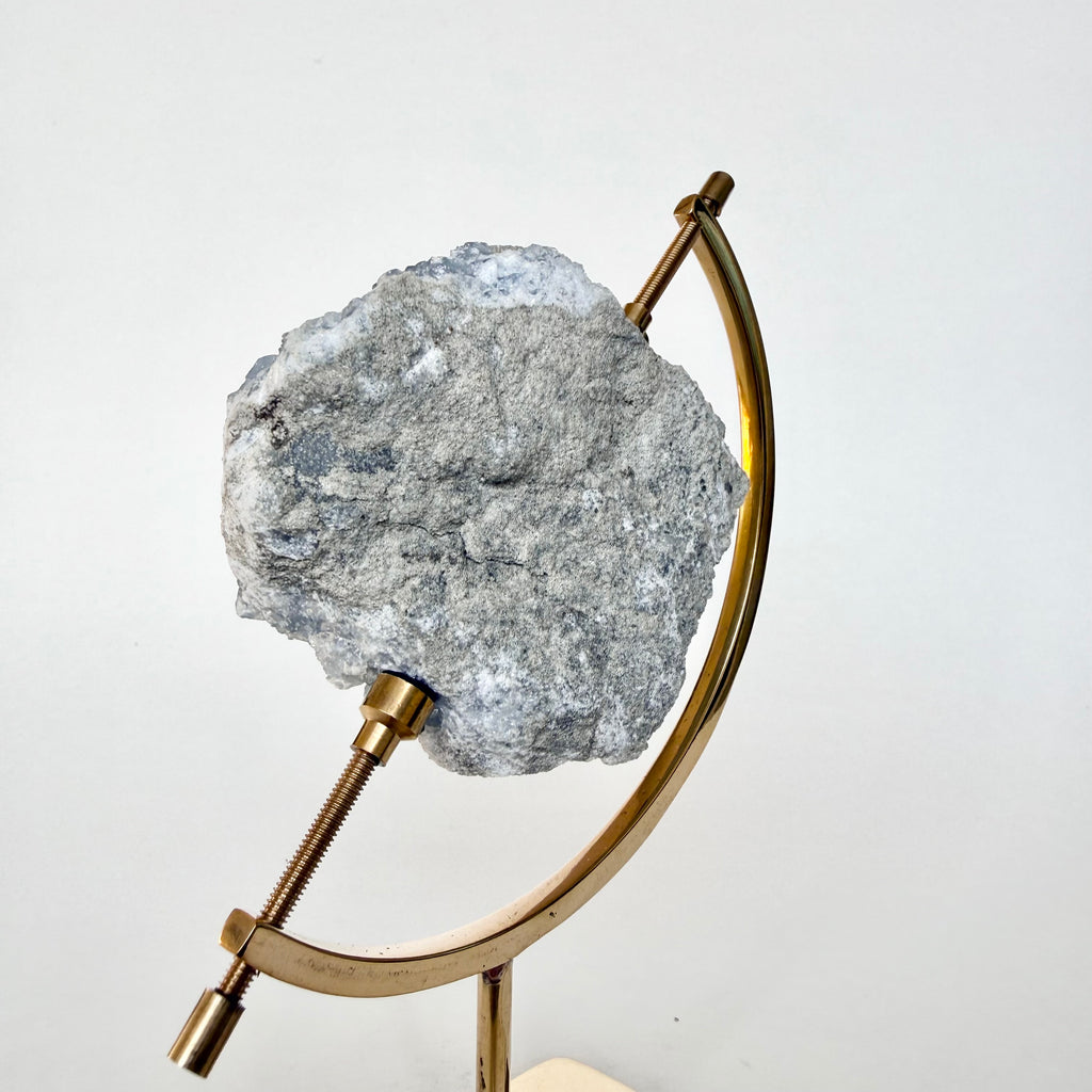 Celestite + Brass Arc Stand