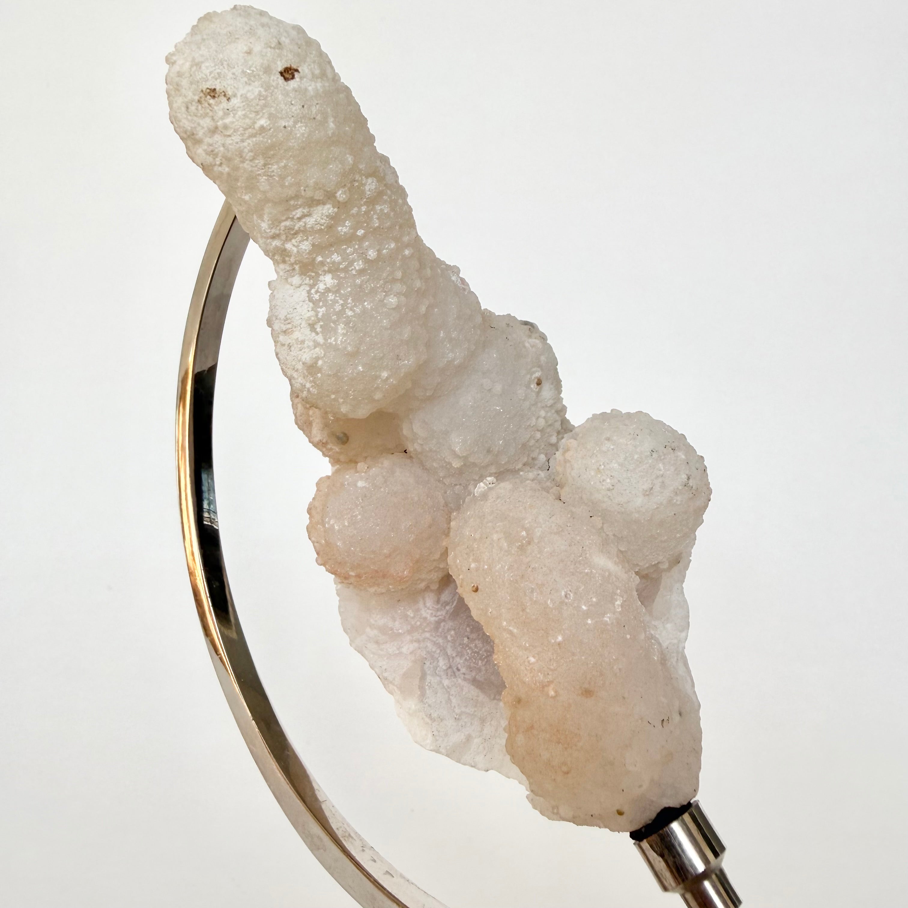 Chalcedony Quartz + Silver Arc Stand