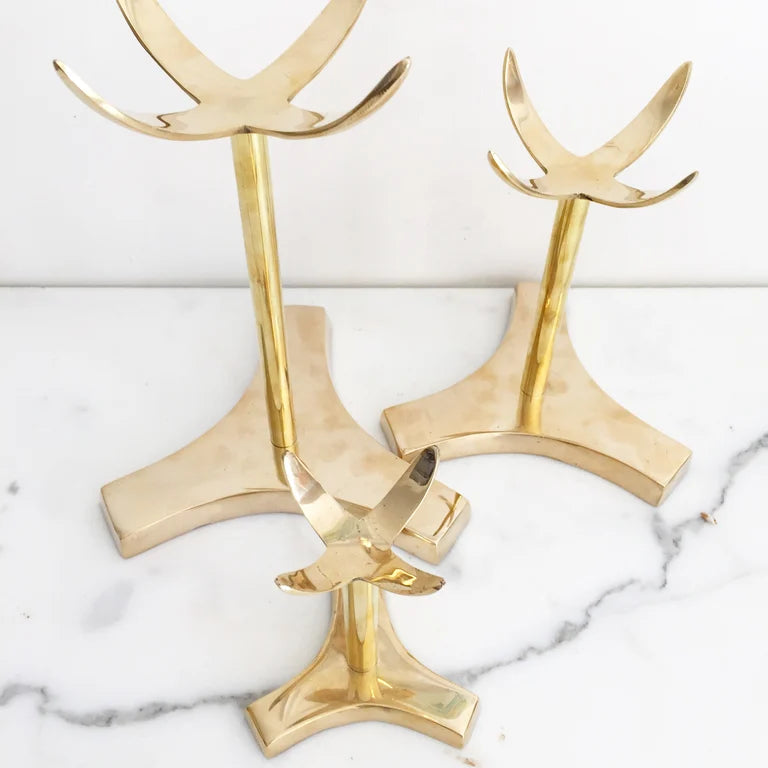 Tall Brass Claw Mineral | Crystal | Stone Specimen Stand
