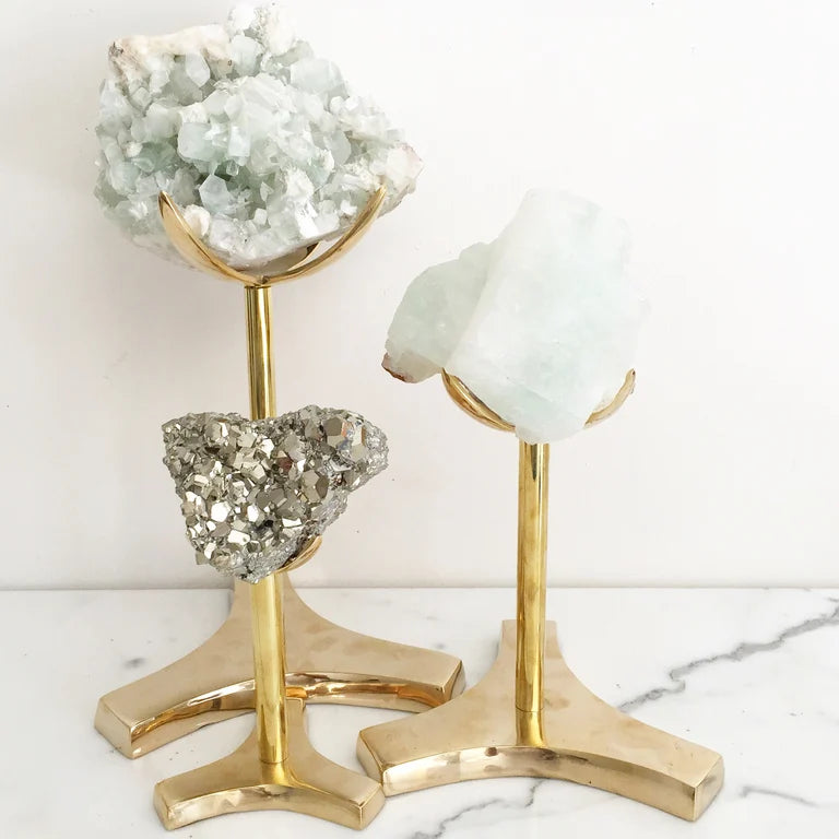 Tall Brass Claw Mineral | Crystal | Stone Specimen Stand